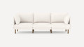 3 piece sofa with ivory fabric and walnut legs