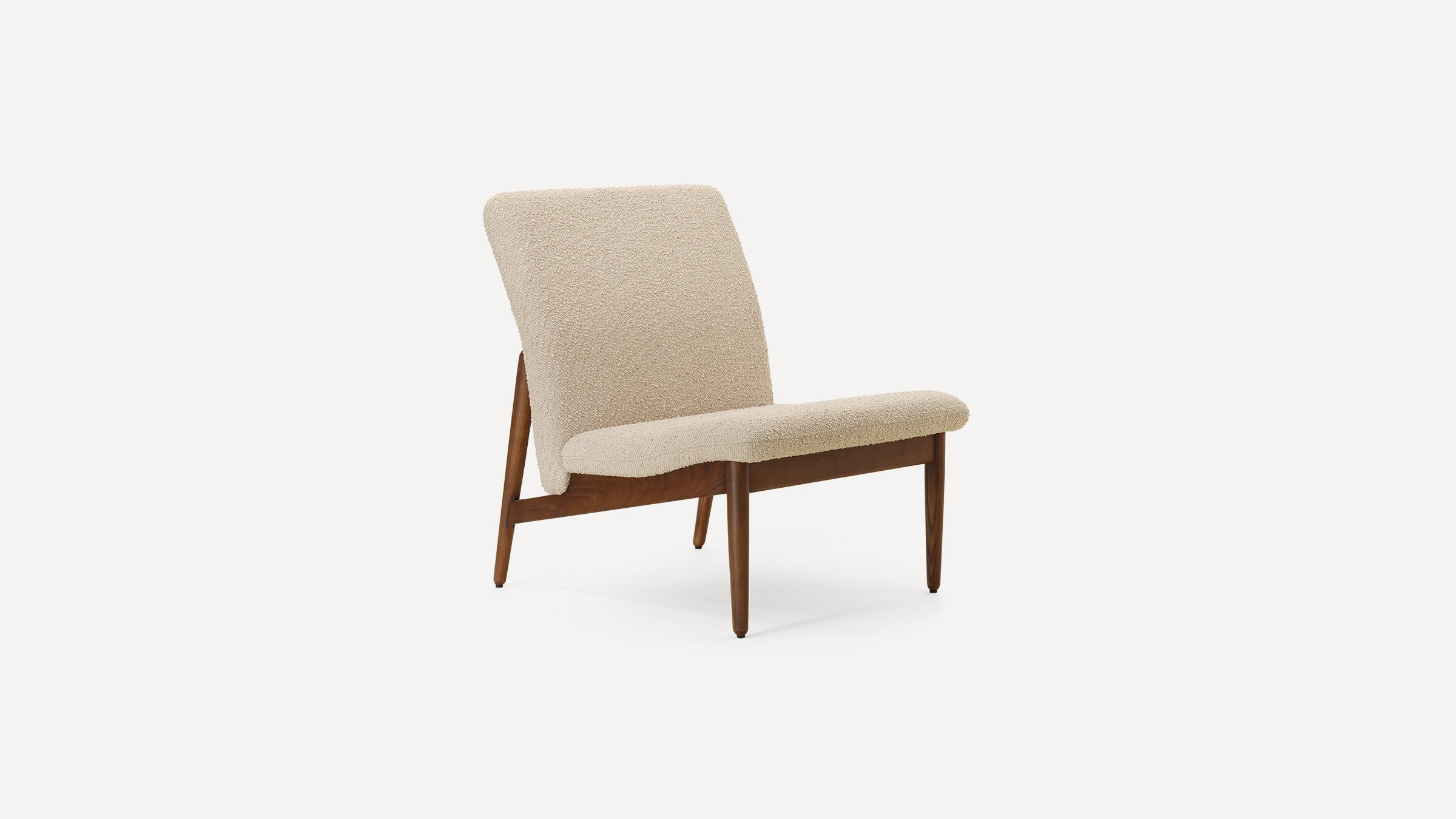 modern upholstered dining chair with wooden legs and upholstered backrest, featuring a beige upholstered seat and backrest