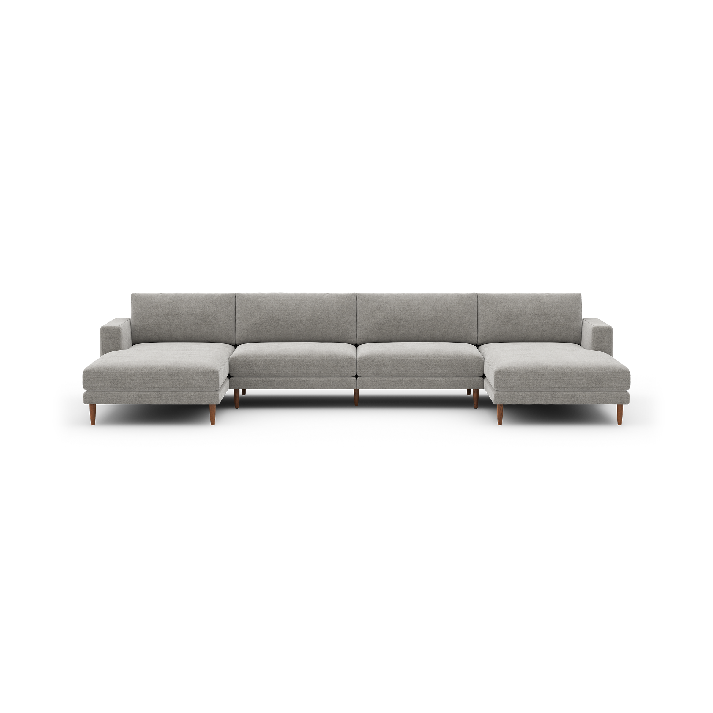 Ember Double Chaise Sectional - 147" / Crushed Gravel - Performance Basketweave / Walnut - Wood