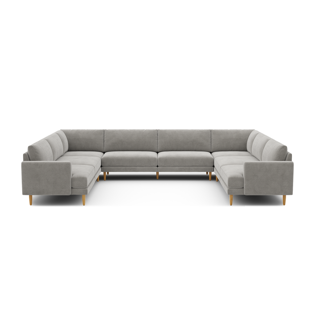 Ember U-Sectional - 140" x 121" / Crushed Gravel - Performance Basketweave / Oak - Wood