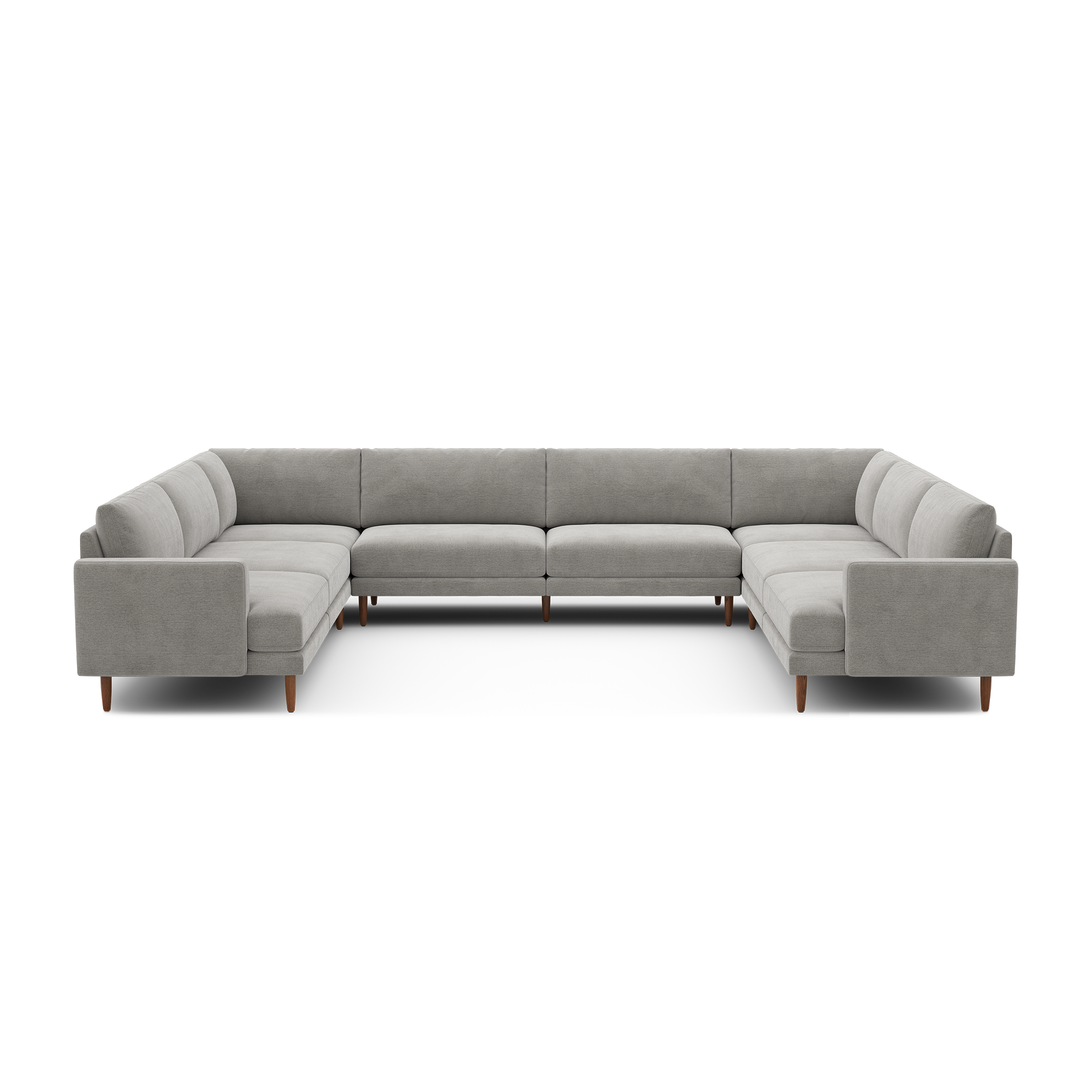 Ember U-Sectional - 140" x 121" / Crushed Gravel - Performance Basketweave / Walnut - Wood