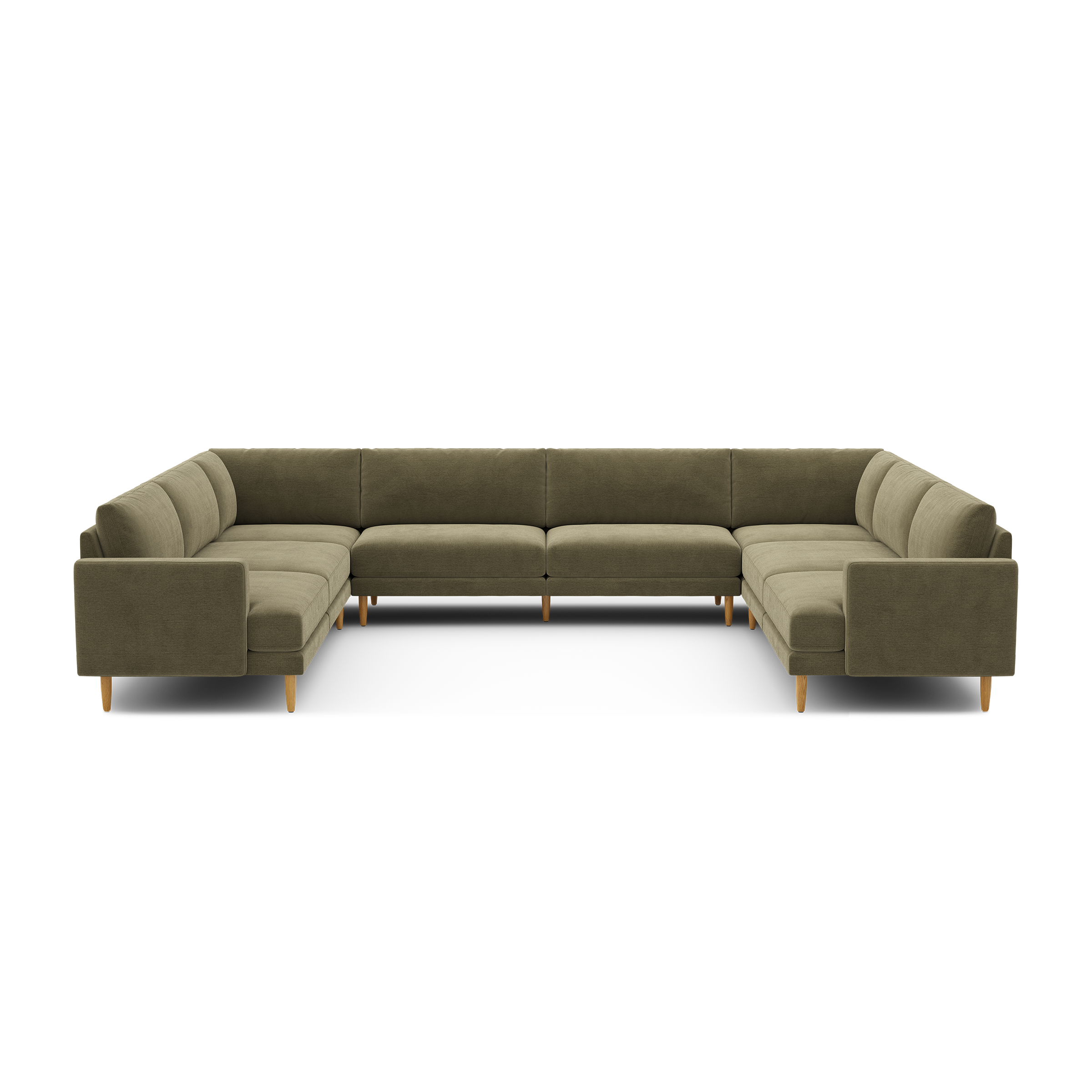 Ember U-Sectional - 140" x 121" / Sage - Performance Chenille / Oak - Wood