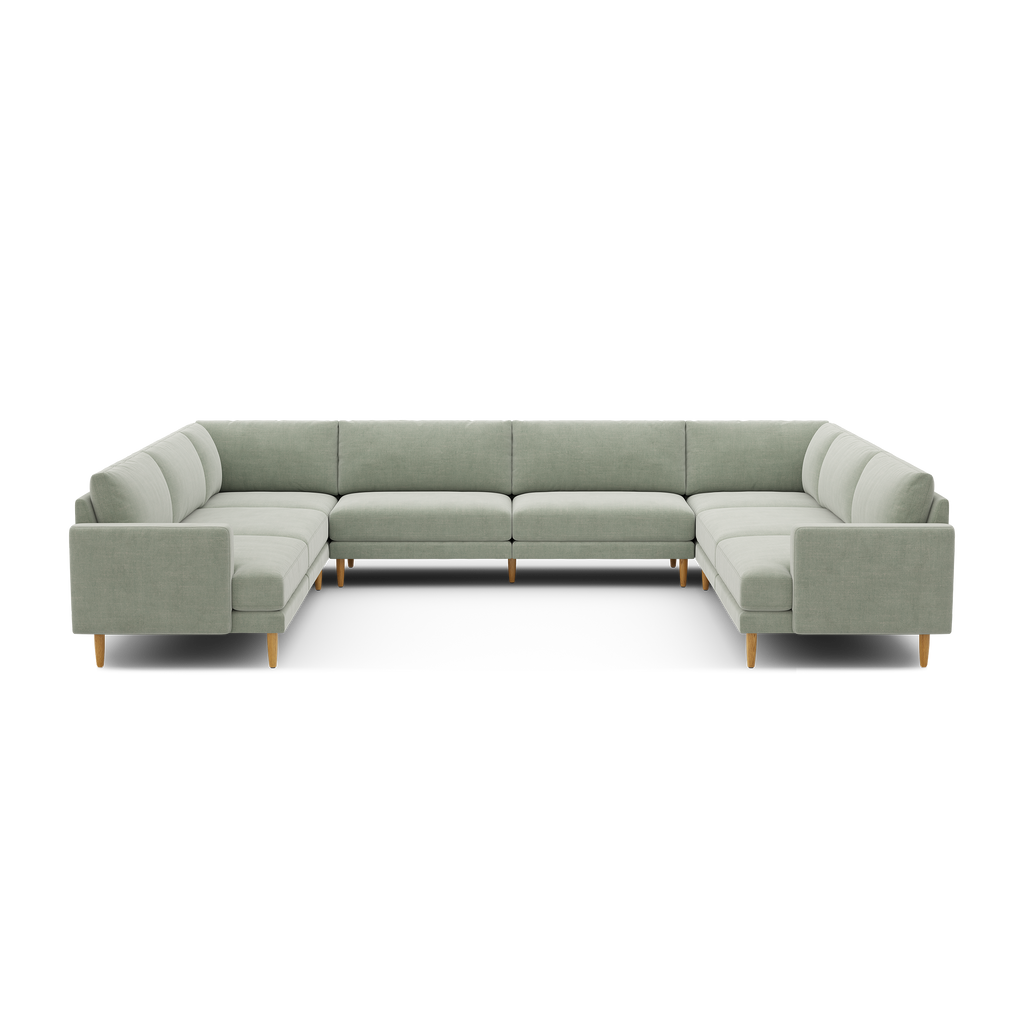 Ember U-Sectional - 140" x 121" / Seaglass - Performance Chenille / Oak - Wood