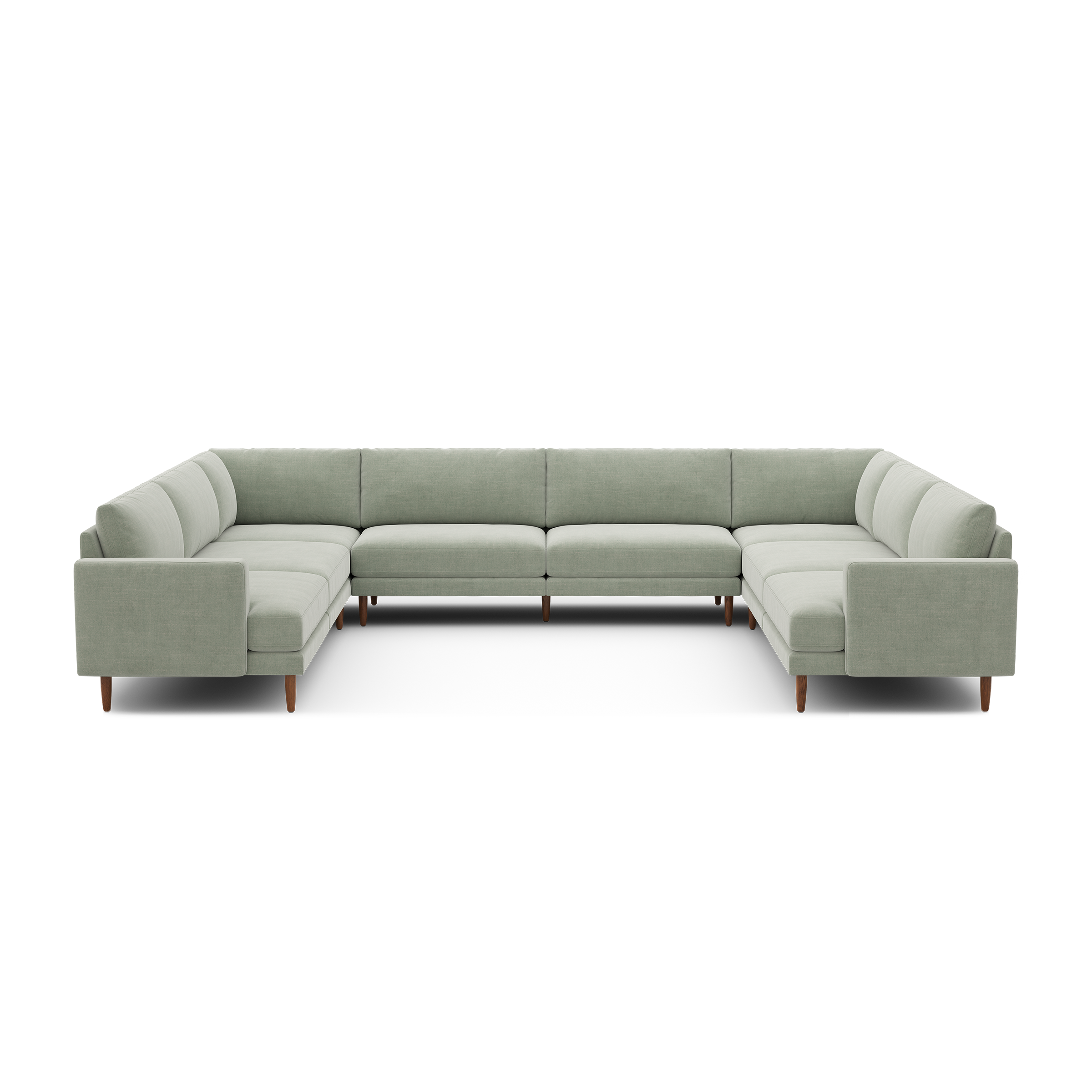 Ember U-Sectional - 140" x 121" / Seaglass - Performance Chenille / Walnut - Wood