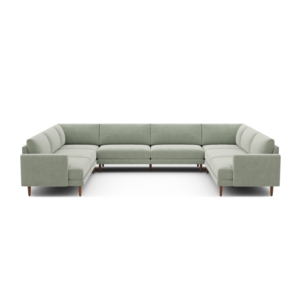 Ember U-Sectional - 140" x 121" / Seaglass - Performance Chenille / Walnut - Wood
