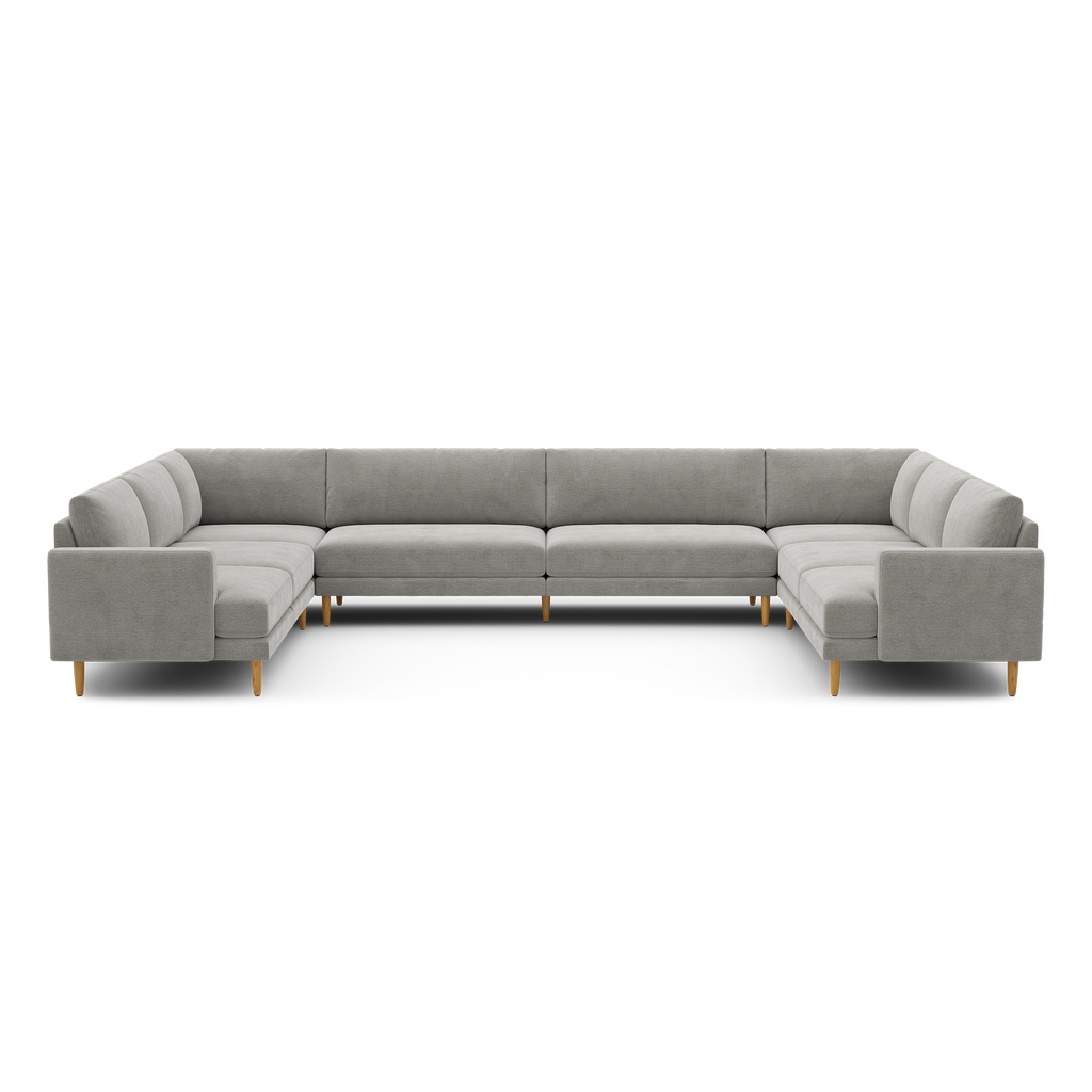Ember U-Sectional - 153" x 108" / Crushed Gravel - Performance Basketweave / Oak - Wood