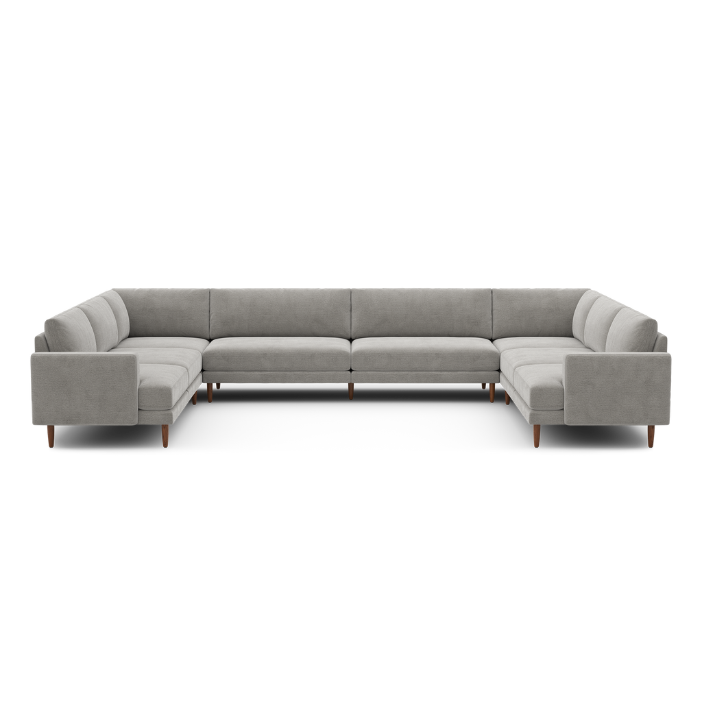 Ember U-Sectional - 153" x 108" / Crushed Gravel - Performance Basketweave / Walnut - Wood