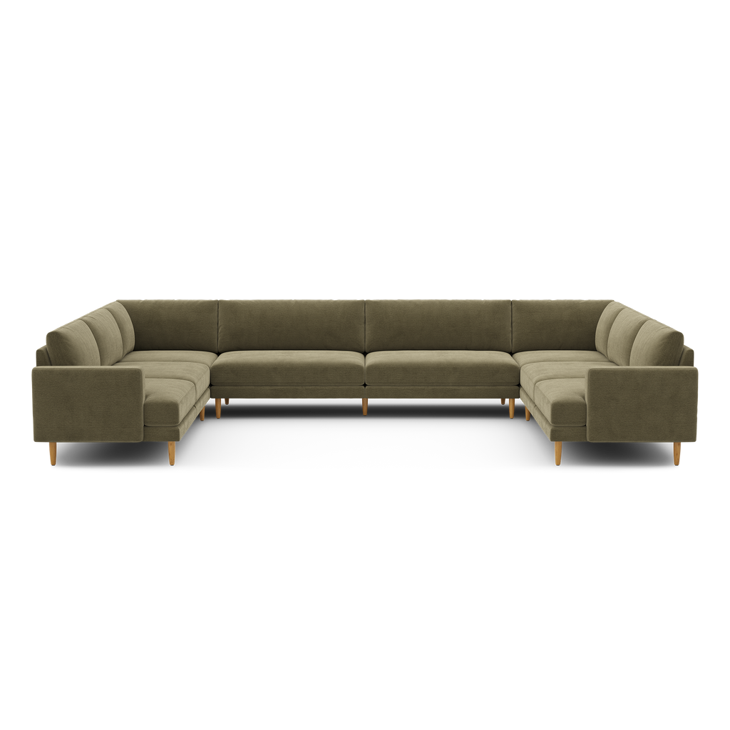 Ember U-Sectional - 153" x 108" / Sage - Performance Chenille / Oak - Wood