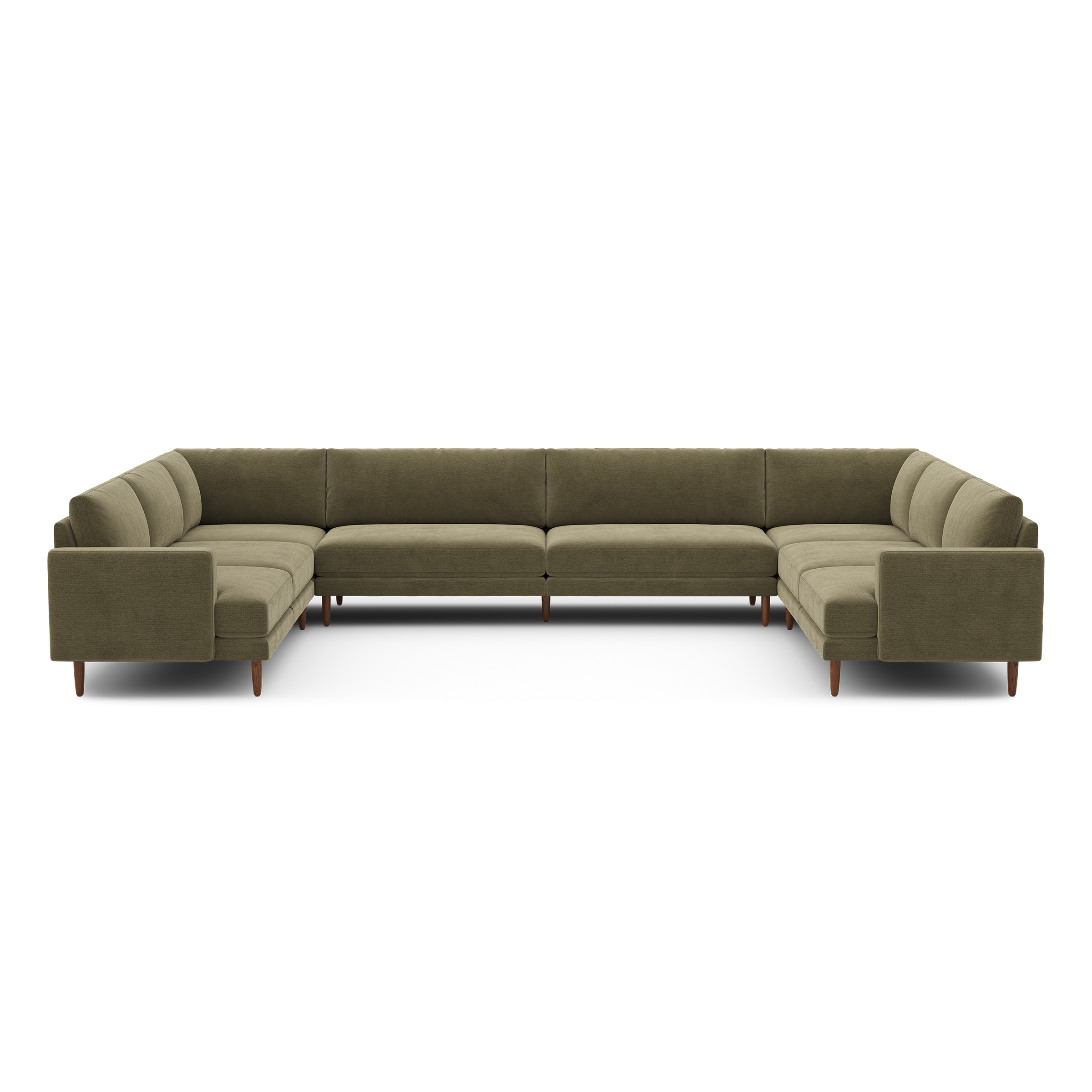 Ember U-Sectional - 153" x 108" / Sage - Performance Chenille / Walnut - Wood