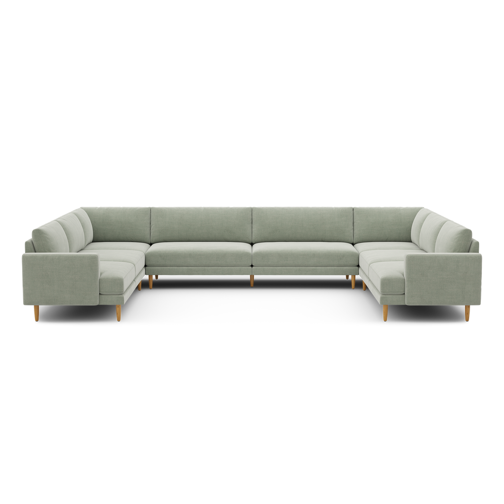 Ember U-Sectional - 153" x 108" / Seaglass - Performance Chenille / Oak - Wood
