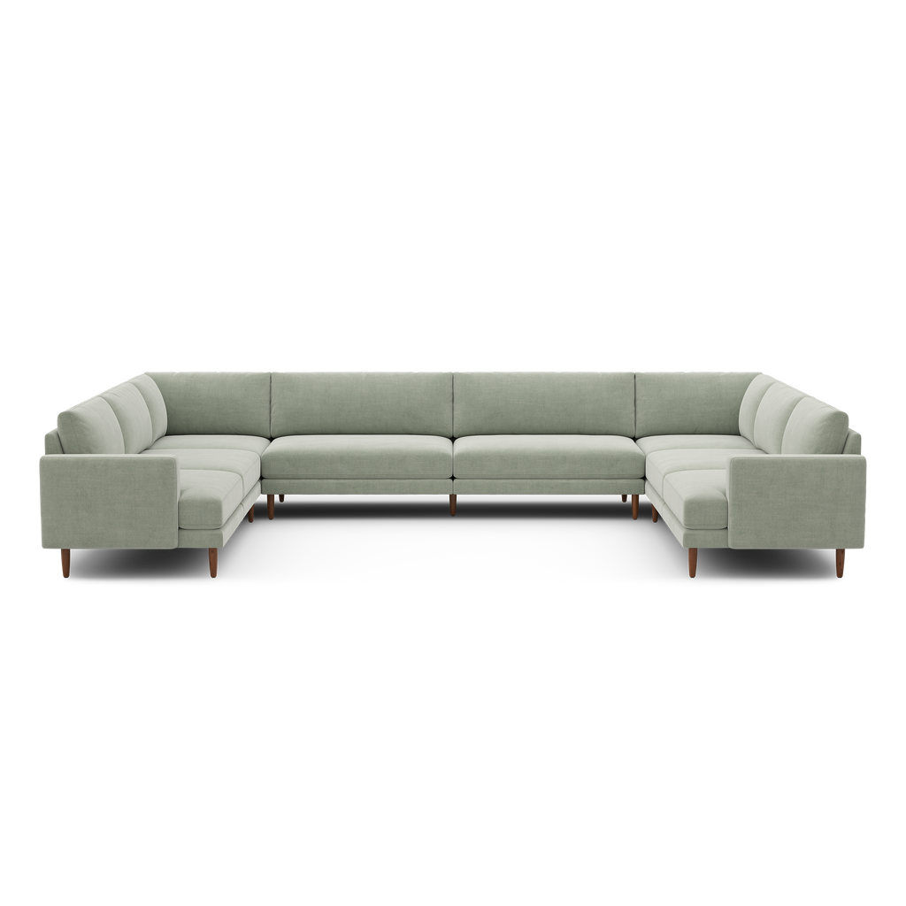Ember U-Sectional - 153" x 108" / Seaglass - Performance Chenille / Walnut - Wood
