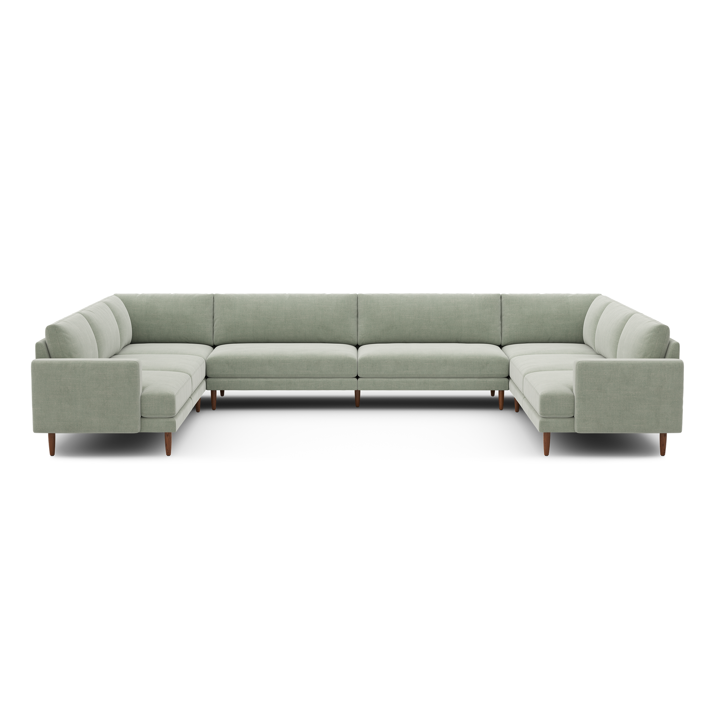 Ember U-Sectional - 153" x 108" / Seaglass - Performance Chenille / Walnut - Wood