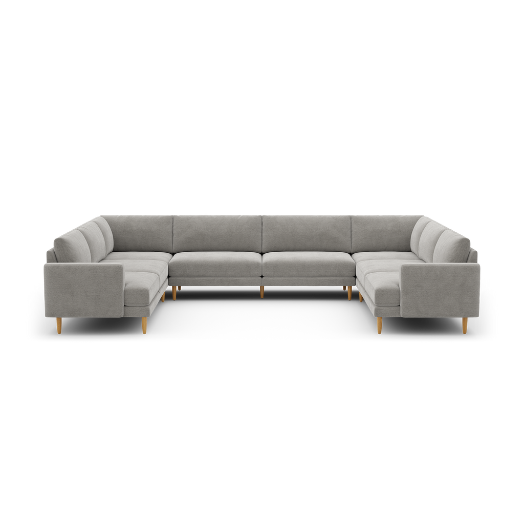 Ember U-Sectional - 104" x 108" / Crushed Gravel - Performance Basketweave / Oak - Wood
