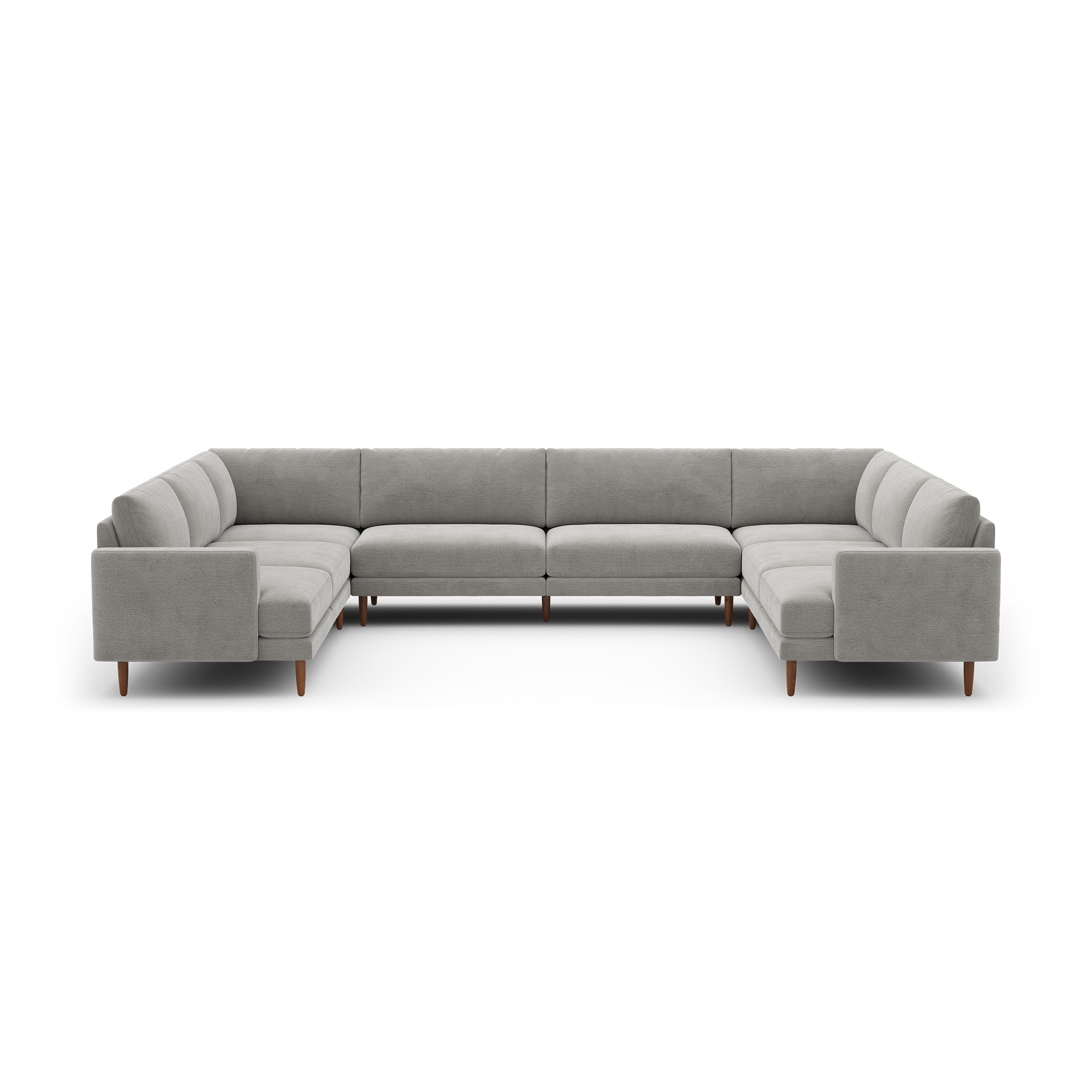 Ember U-Sectional - 104" x 108" / Crushed Gravel - Performance Basketweave / Walnut - Wood