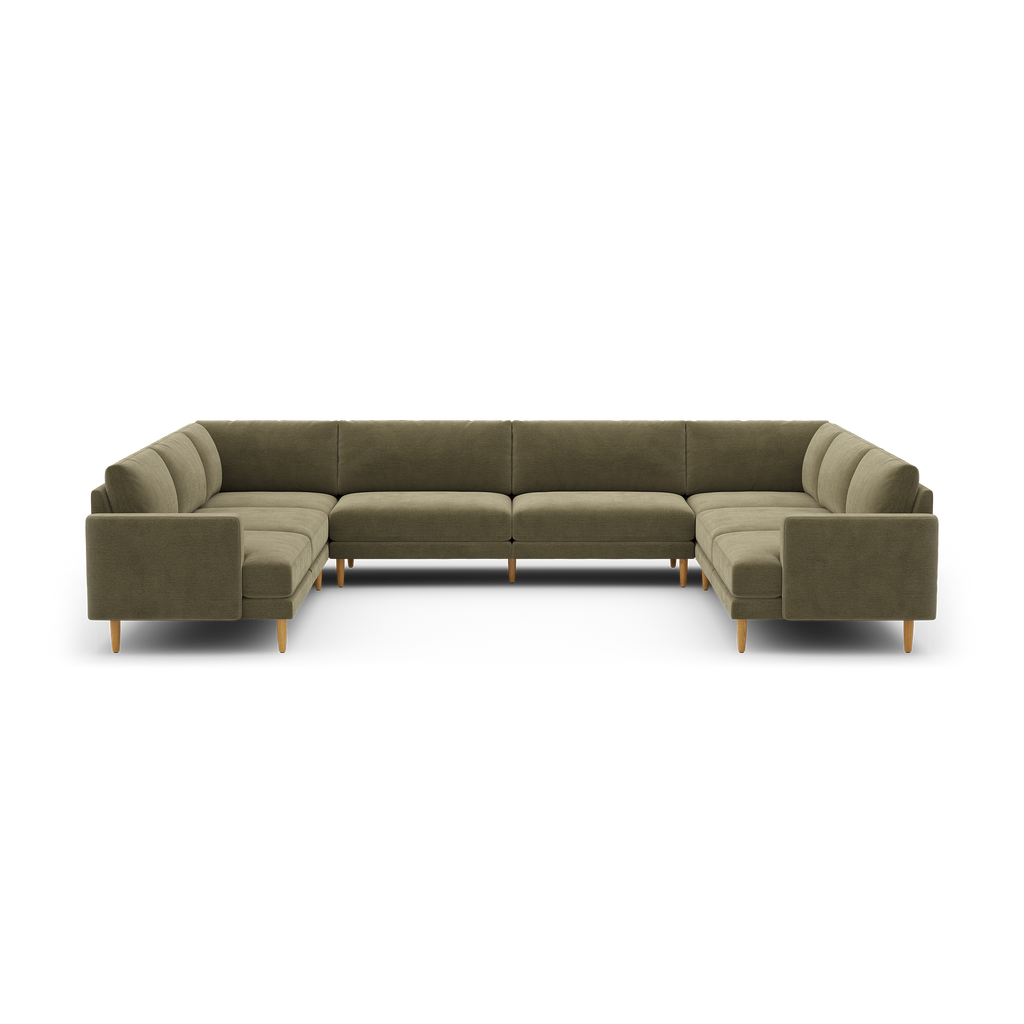 Ember U-Sectional - 104" x 108" / Sage - Performance Chenille / Oak - Wood