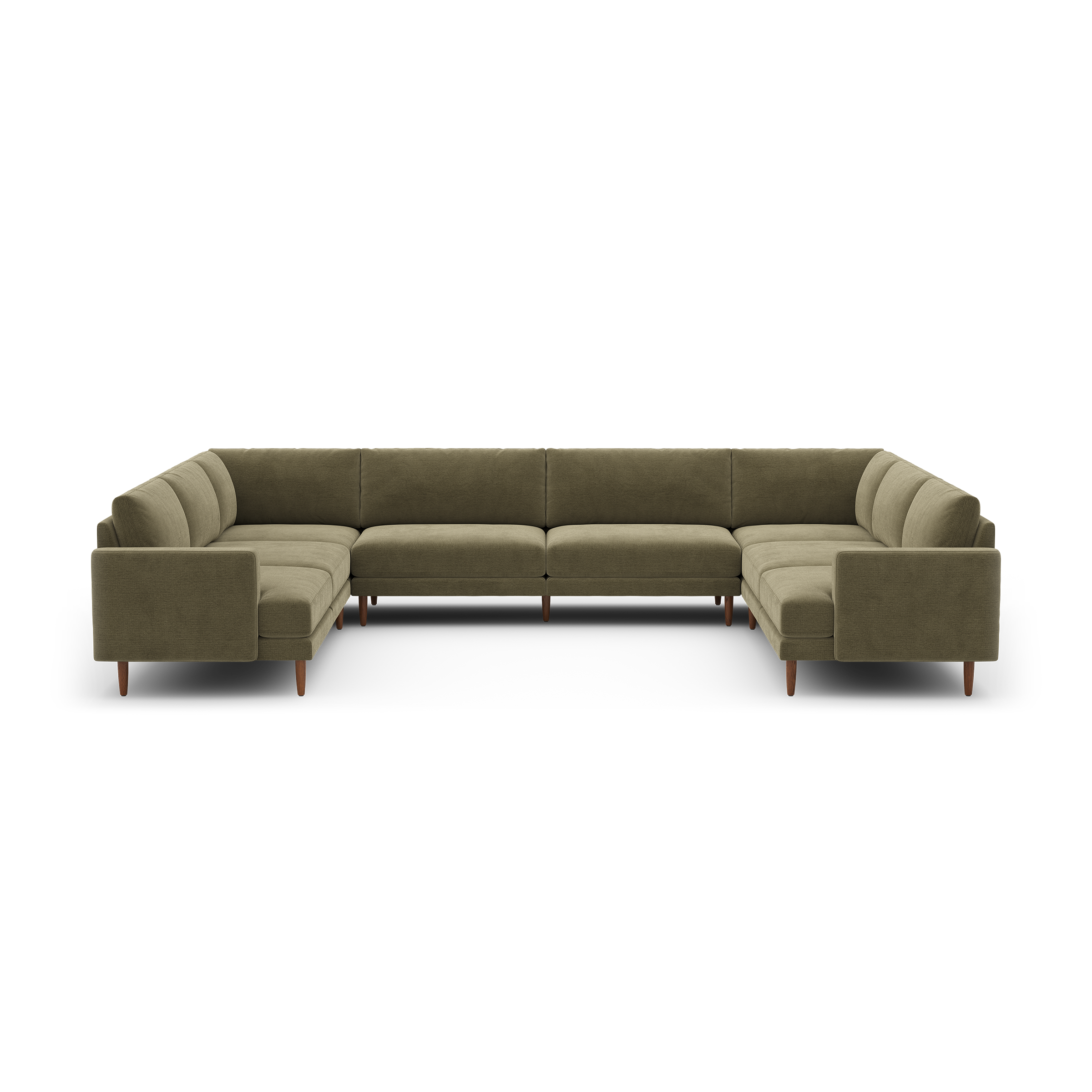 Ember U-Sectional - 104" x 108" / Sage - Performance Chenille / Walnut - Wood