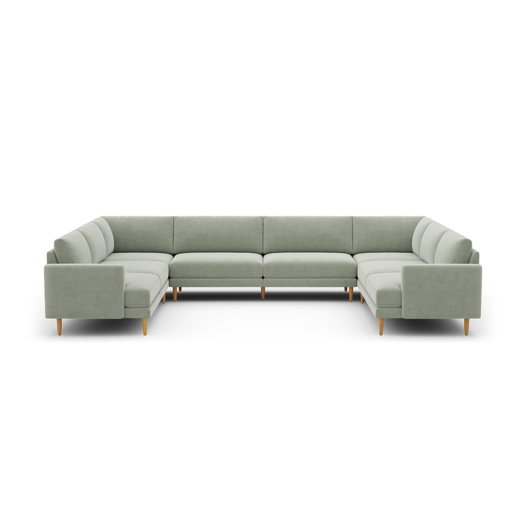 Ember U-Sectional - 104" x 108" / Seaglass - Performance Chenille / Oak - Wood