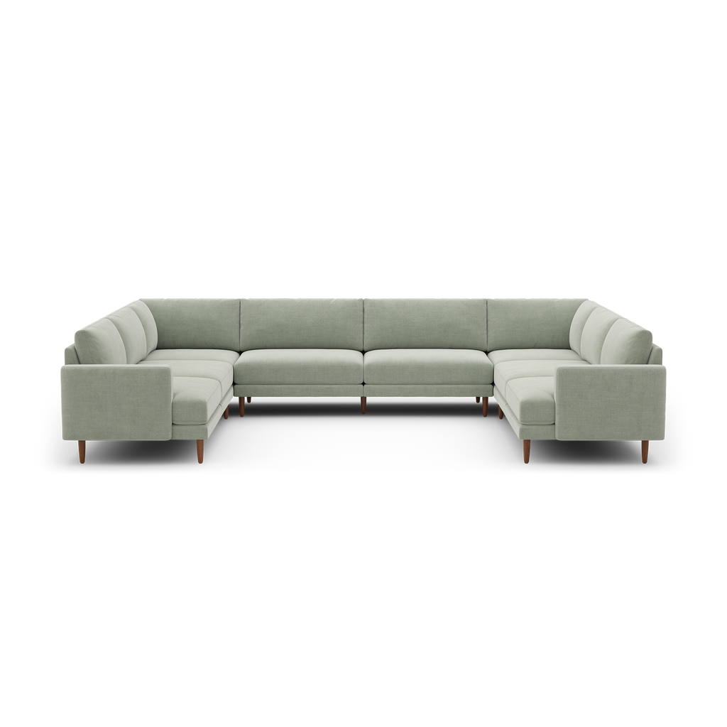 Ember U-Sectional - 104" x 108" / Seaglass - Performance Chenille / Walnut - Wood