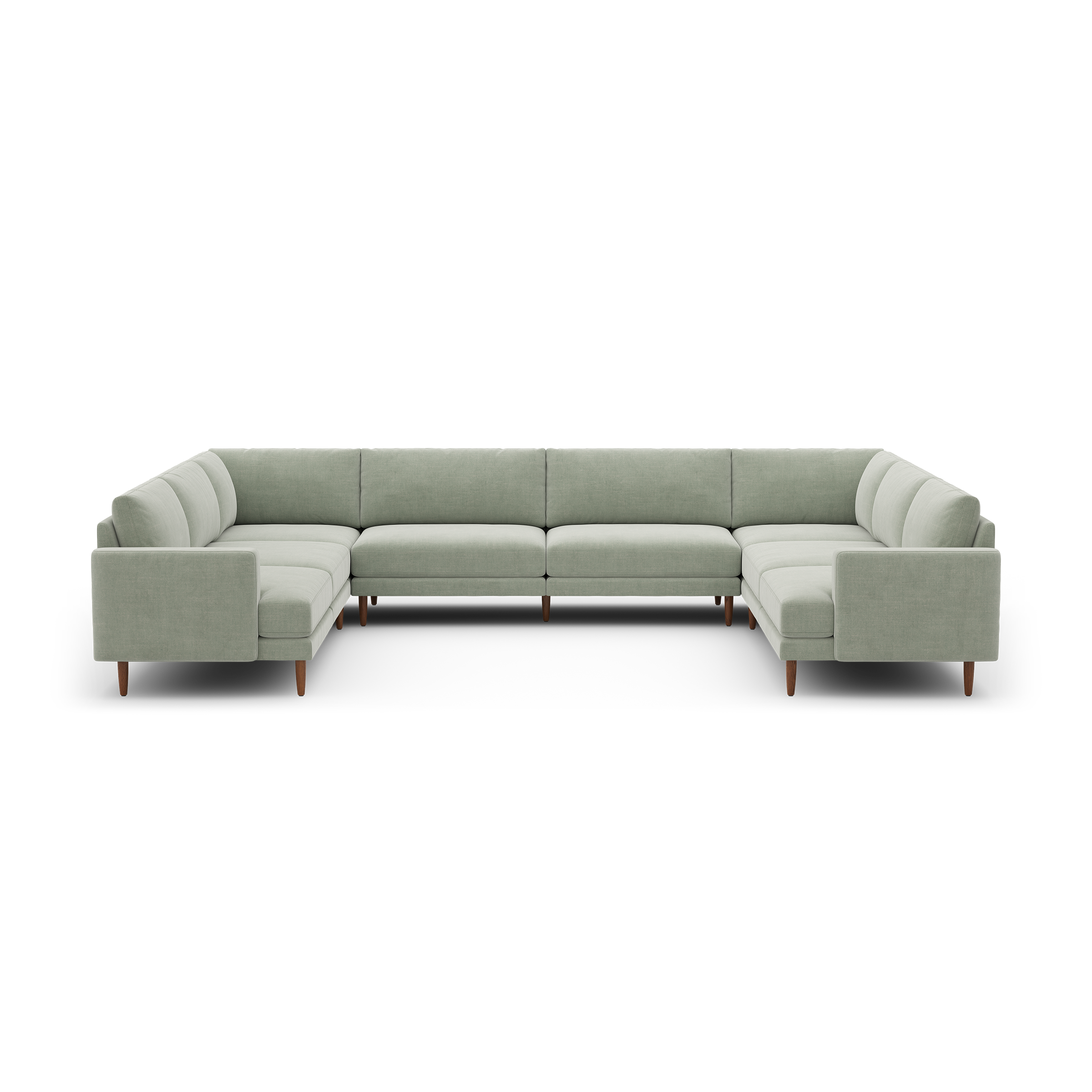Ember U-Sectional - 104" x 108" / Seaglass - Performance Chenille / Walnut - Wood