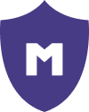Purple shield icon with a bold white letter "M" centered within it.