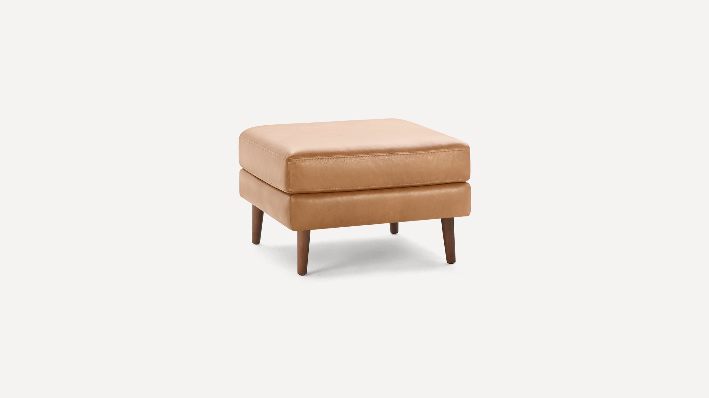 Nomad Plus Leather Ottoman - Camel - Top Grain Leather / Walnut - Wood