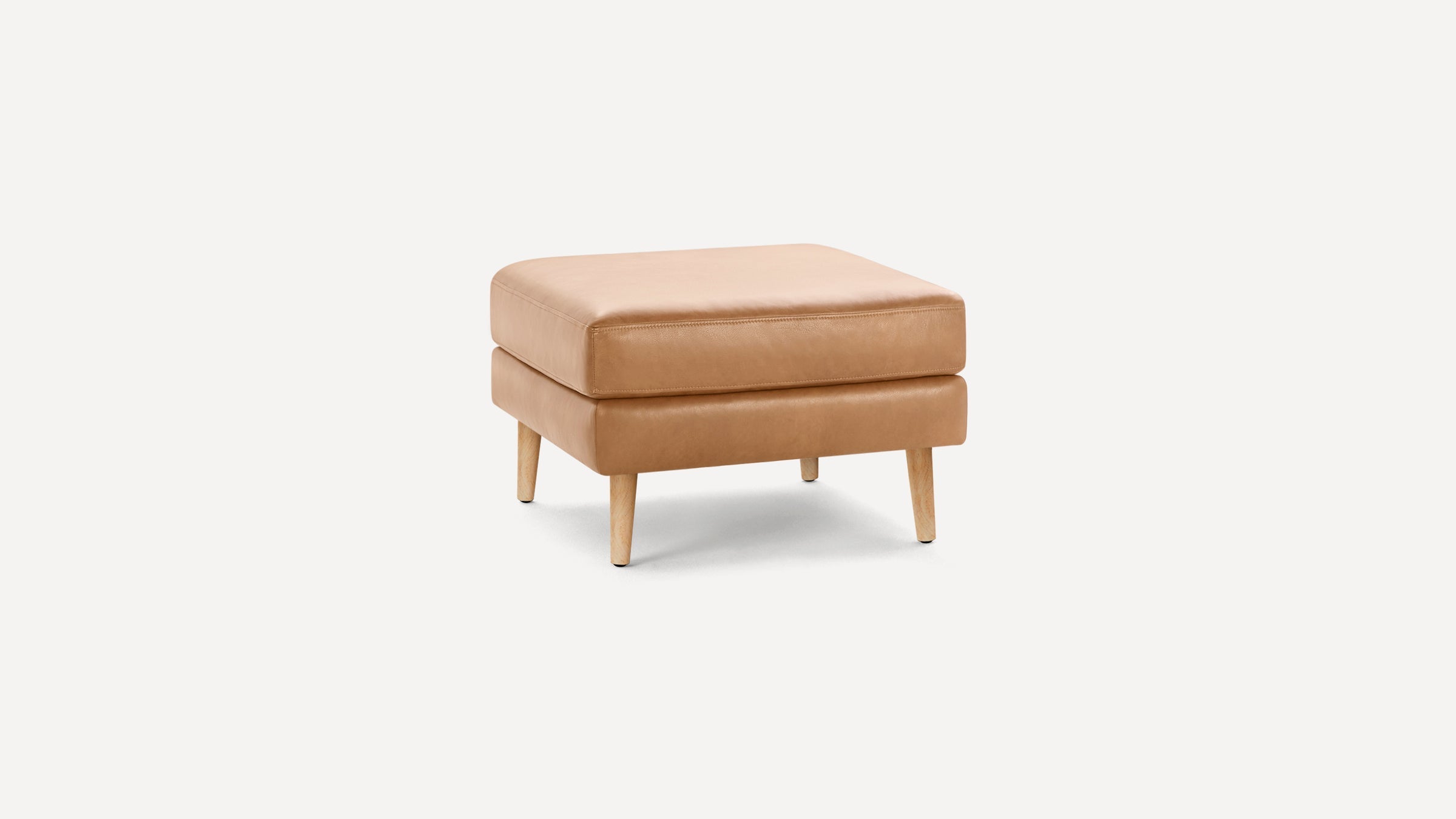 Nomad Plus Leather Ottoman - Camel - Top Grain Leather / Oak - Wood