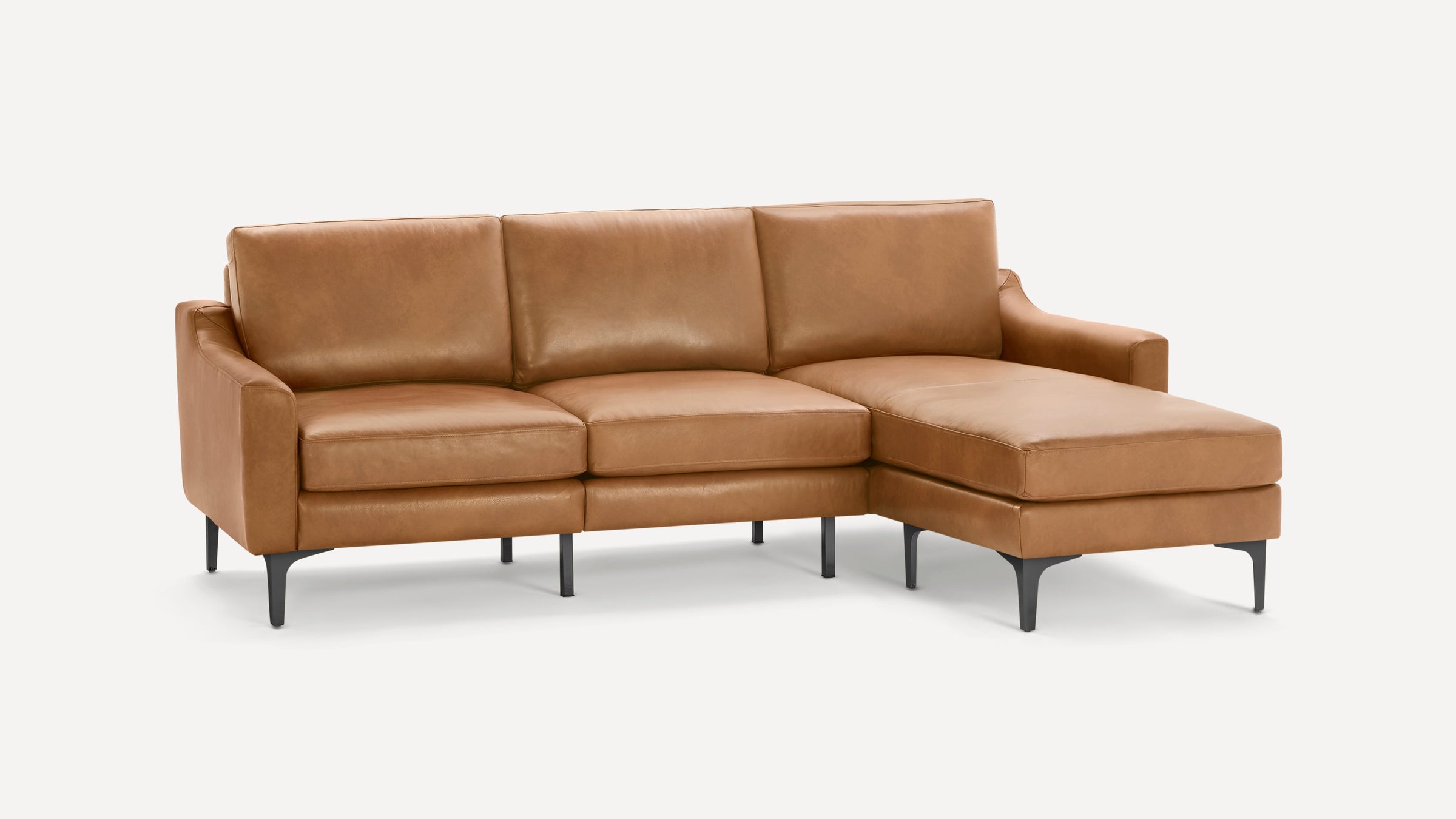 Nomad Plus Leather Sectional - Camel - Top Grain Leather / Black - Metal / Slope Arm