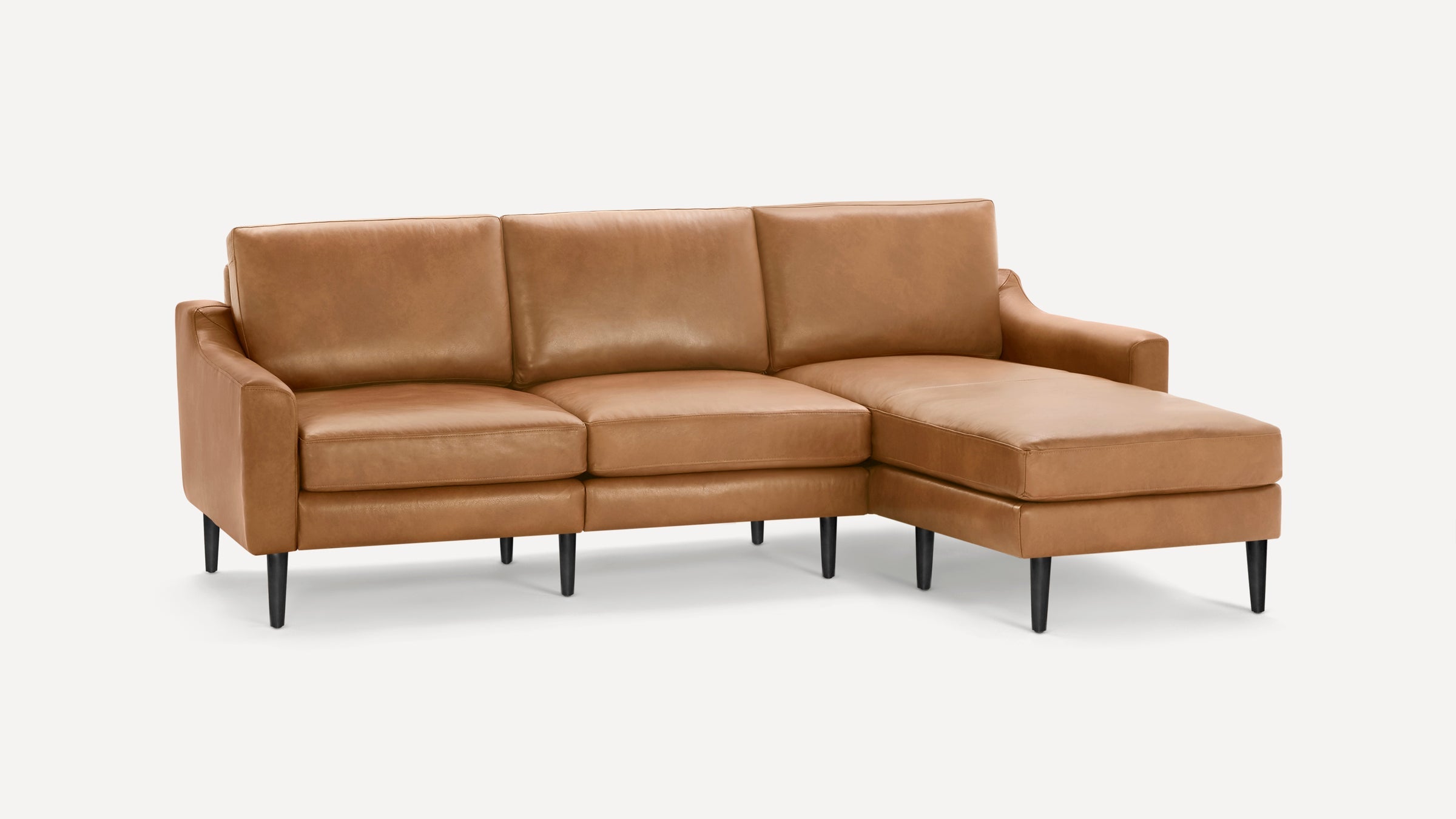 Nomad Plus Leather Sectional - Camel - Top Grain Leather / Ebony - Wood / Slope Arm
