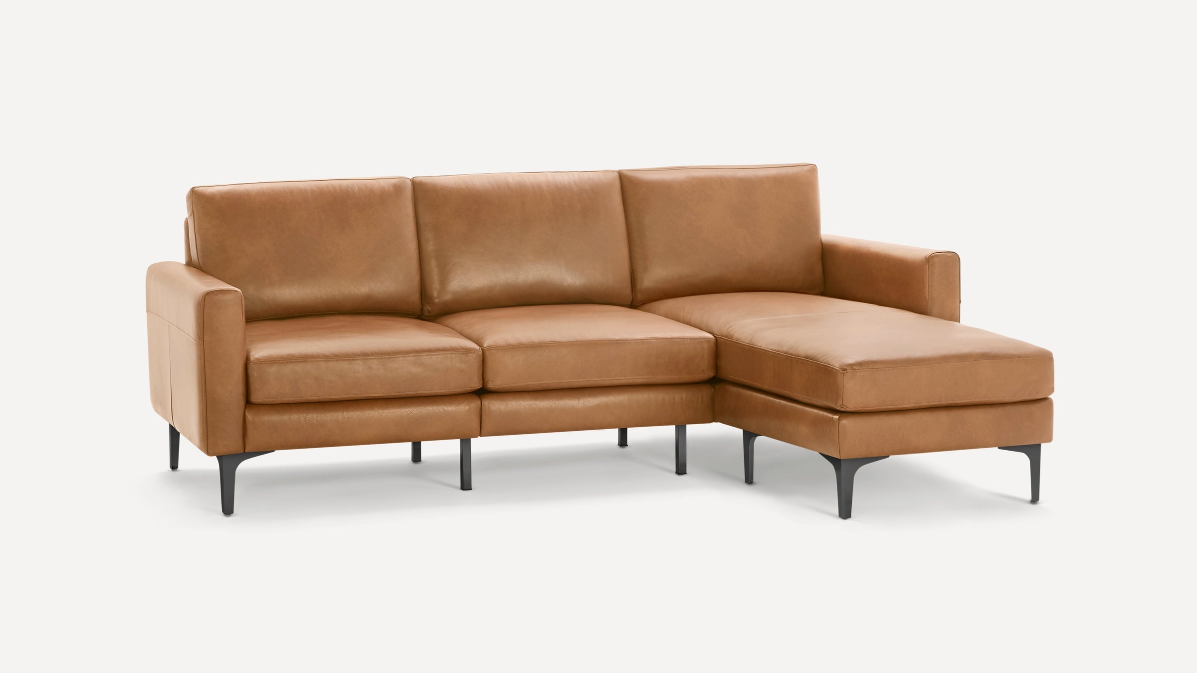 Nomad Plus Leather Sectional - Camel - Top Grain Leather / Black - Metal / Block Arm
