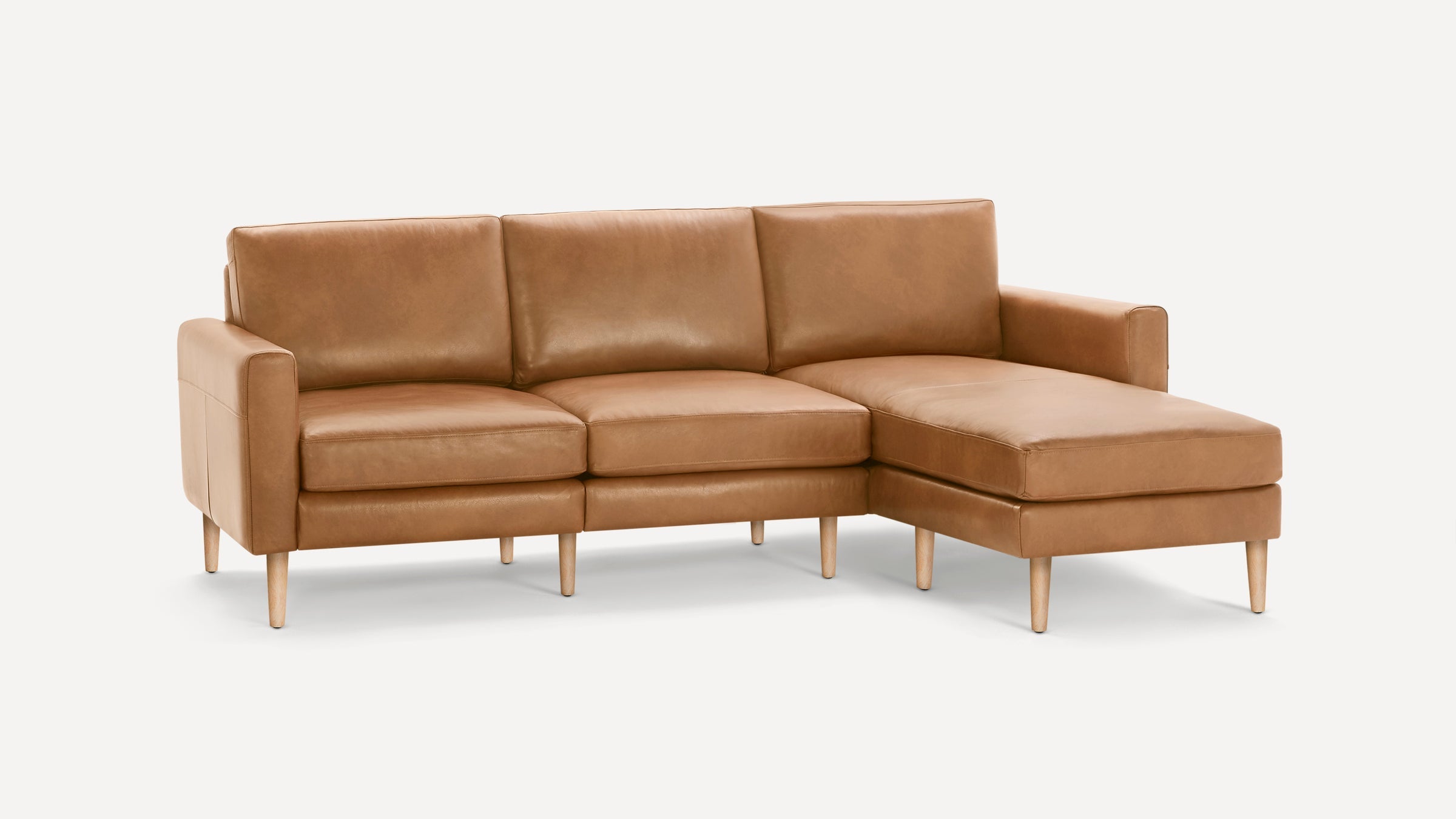 Nomad Plus Leather Sectional - Camel - Top Grain Leather / Oak - Wood / Block Arm