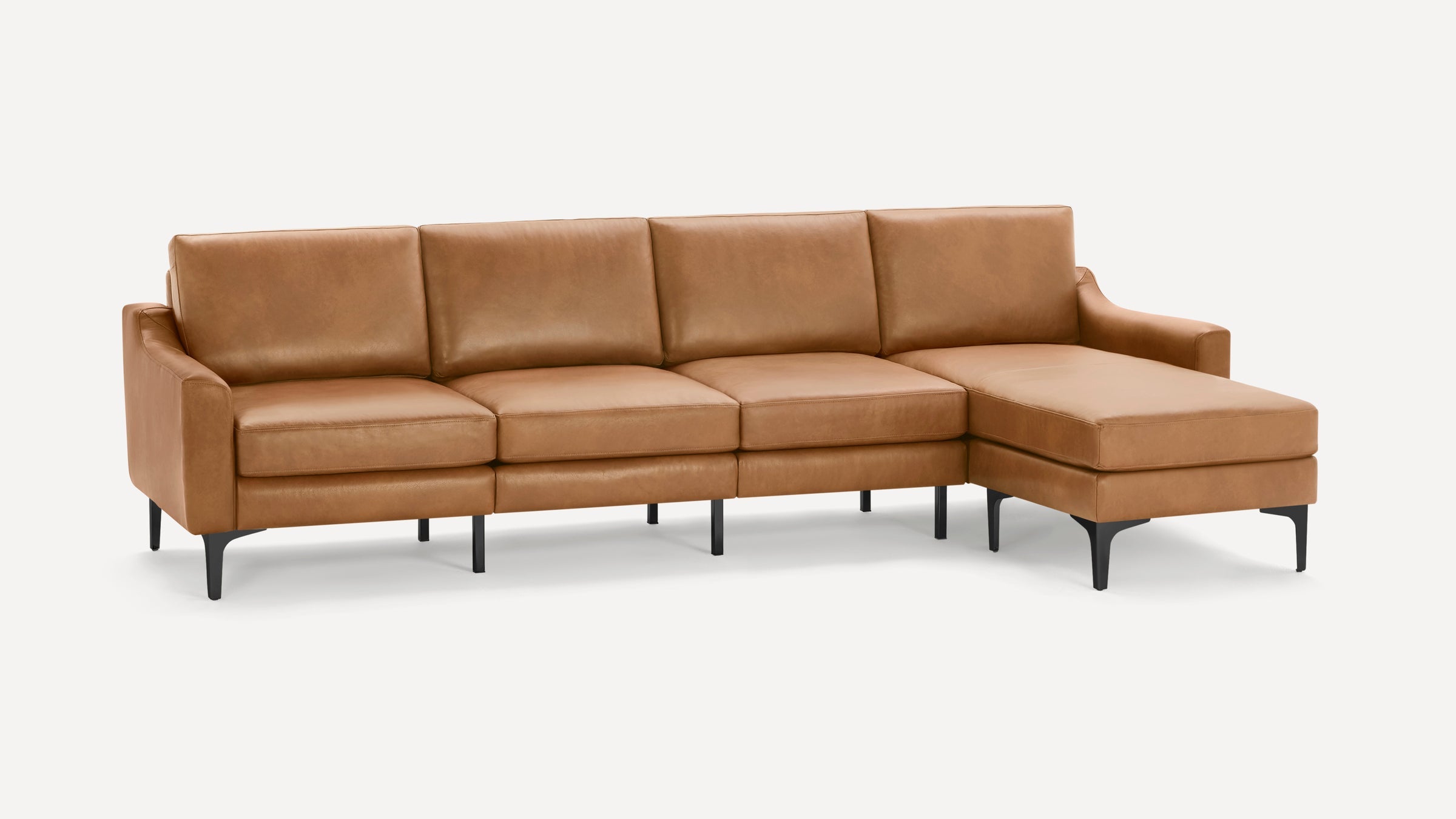 Nomad Plus Leather King Sectional - Camel - Top Grain Leather / Black - Metal / Slope Arm
