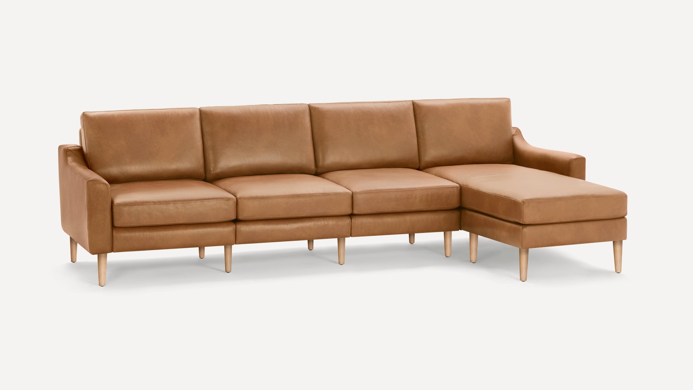 Nomad Plus Leather King Sectional - Camel - Top Grain Leather / Oak - Wood / Slope Arm