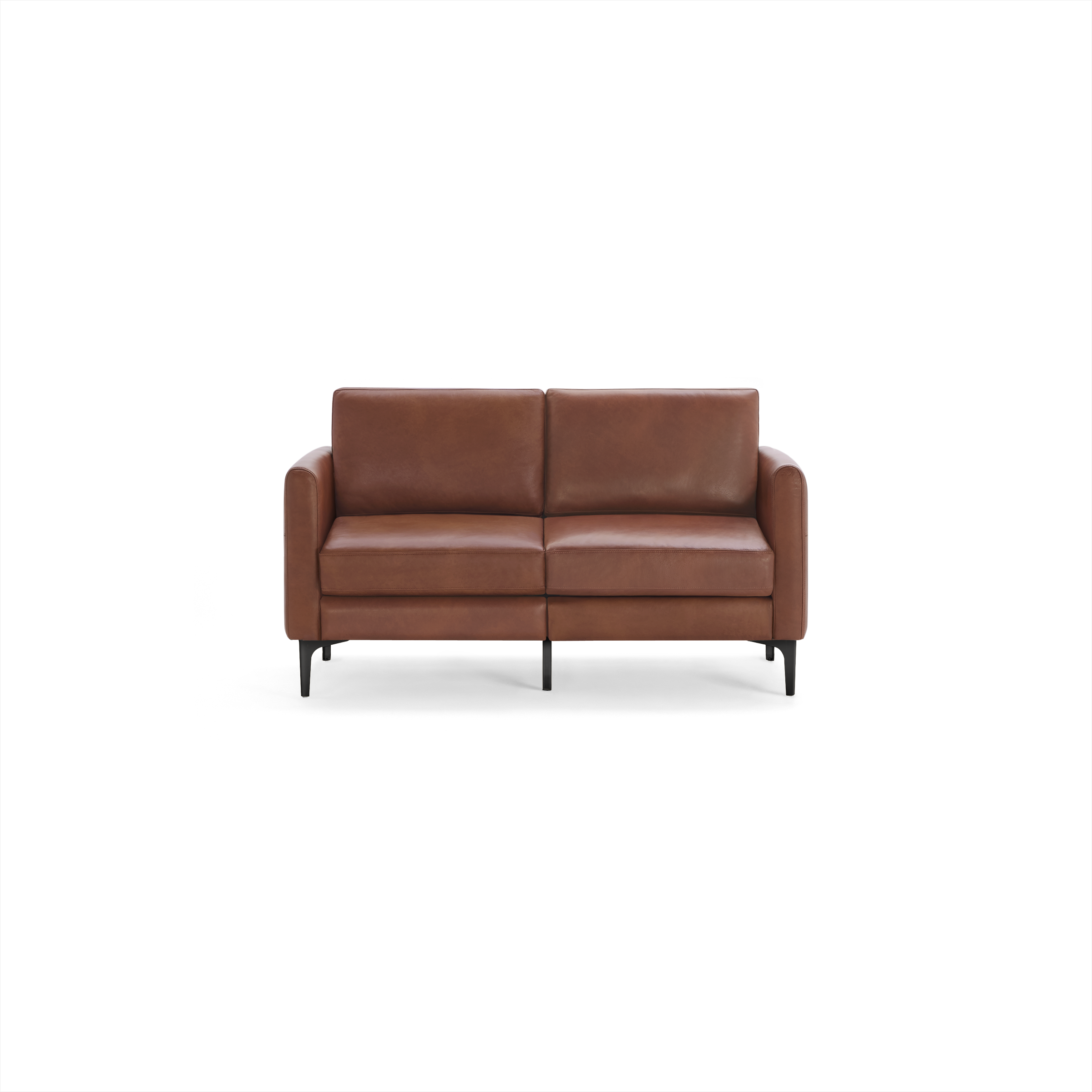 Nomad Leather Loveseat - Chestnut - Top Grain Leather / Black - Metal / Arch
