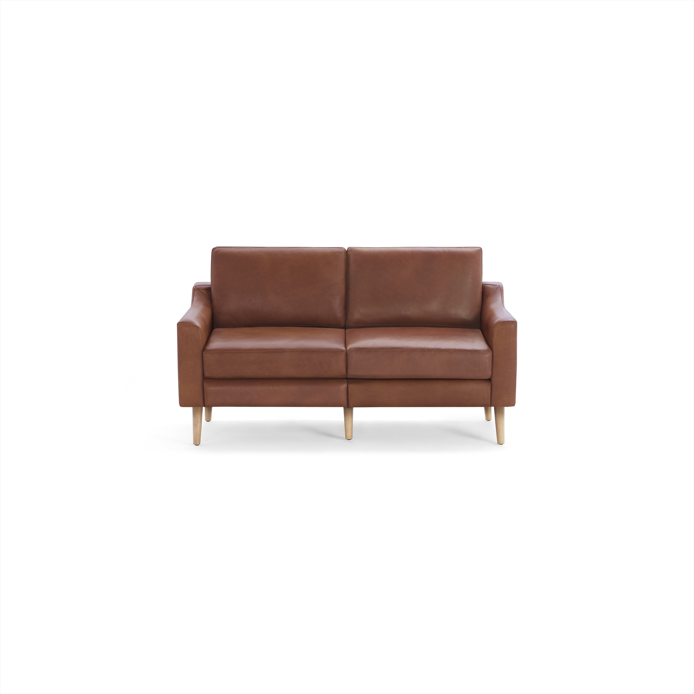 Nomad Leather Loveseat - Chestnut - Top Grain Leather / Oak - Wood / Slope