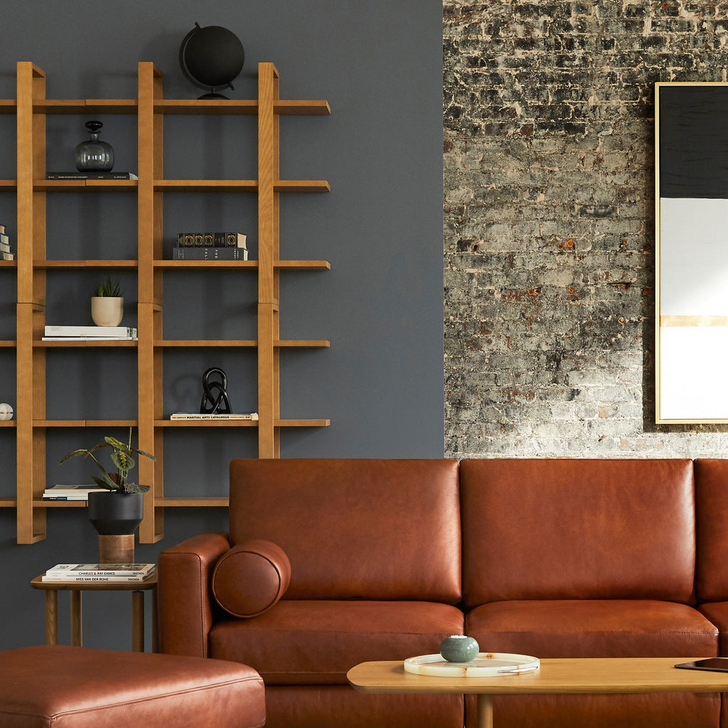 Nomad Leather Sofa - Chestnut - Top Grain Leather / Oak - Wood / Block