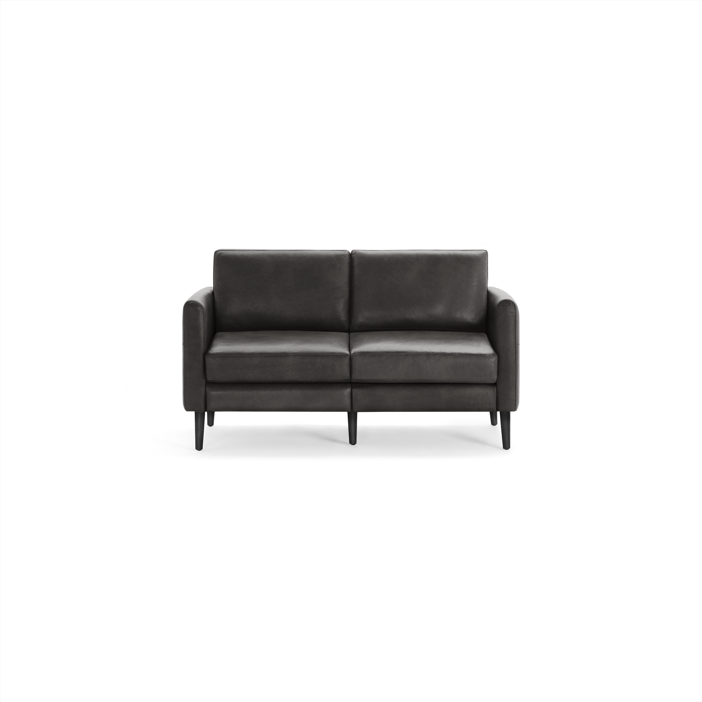 Nomad Leather Loveseat - Slate - Top Grain Leather / Ebony - Wood / Arch