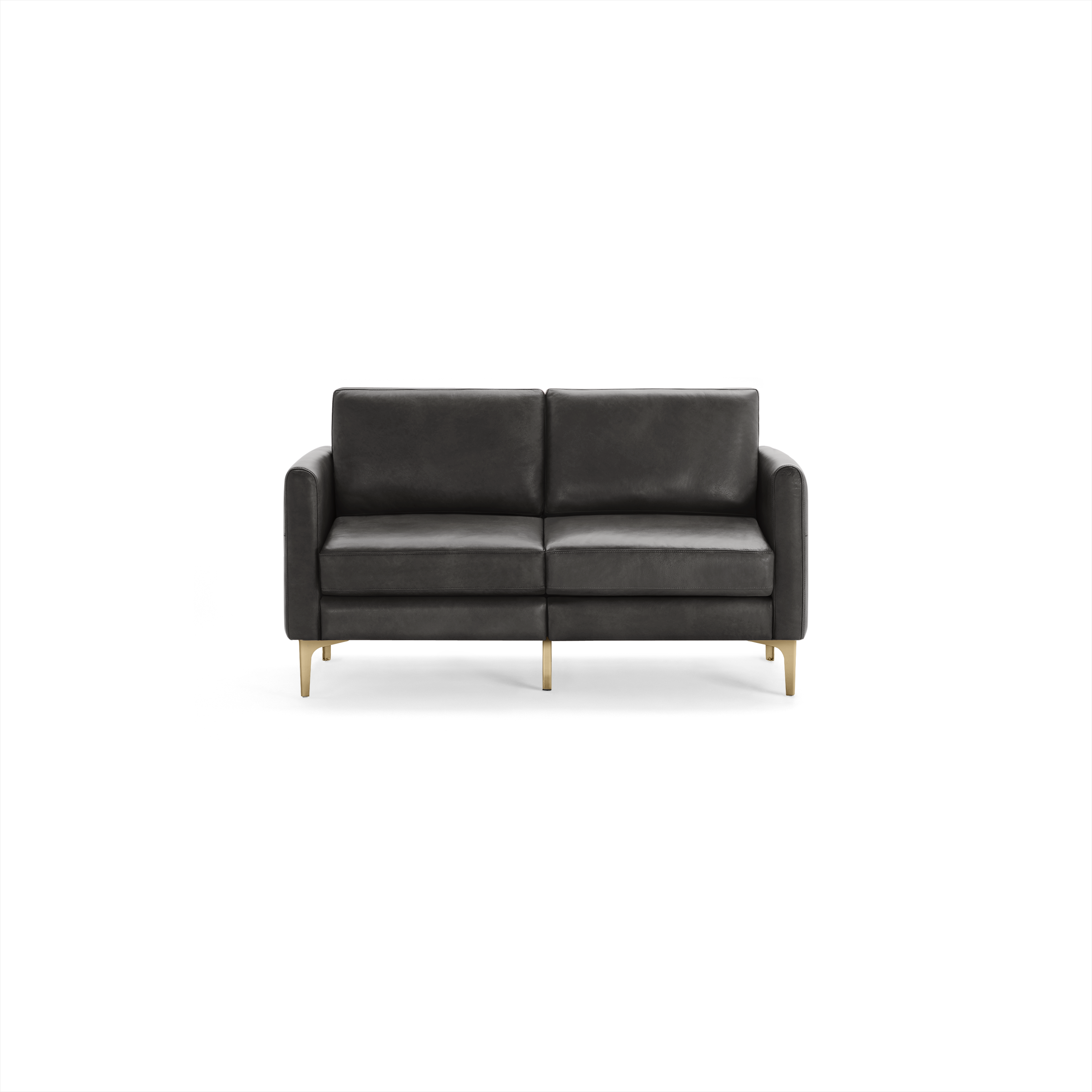 Nomad Leather Loveseat - Slate - Top Grain Leather / Brass - Metal / Arch