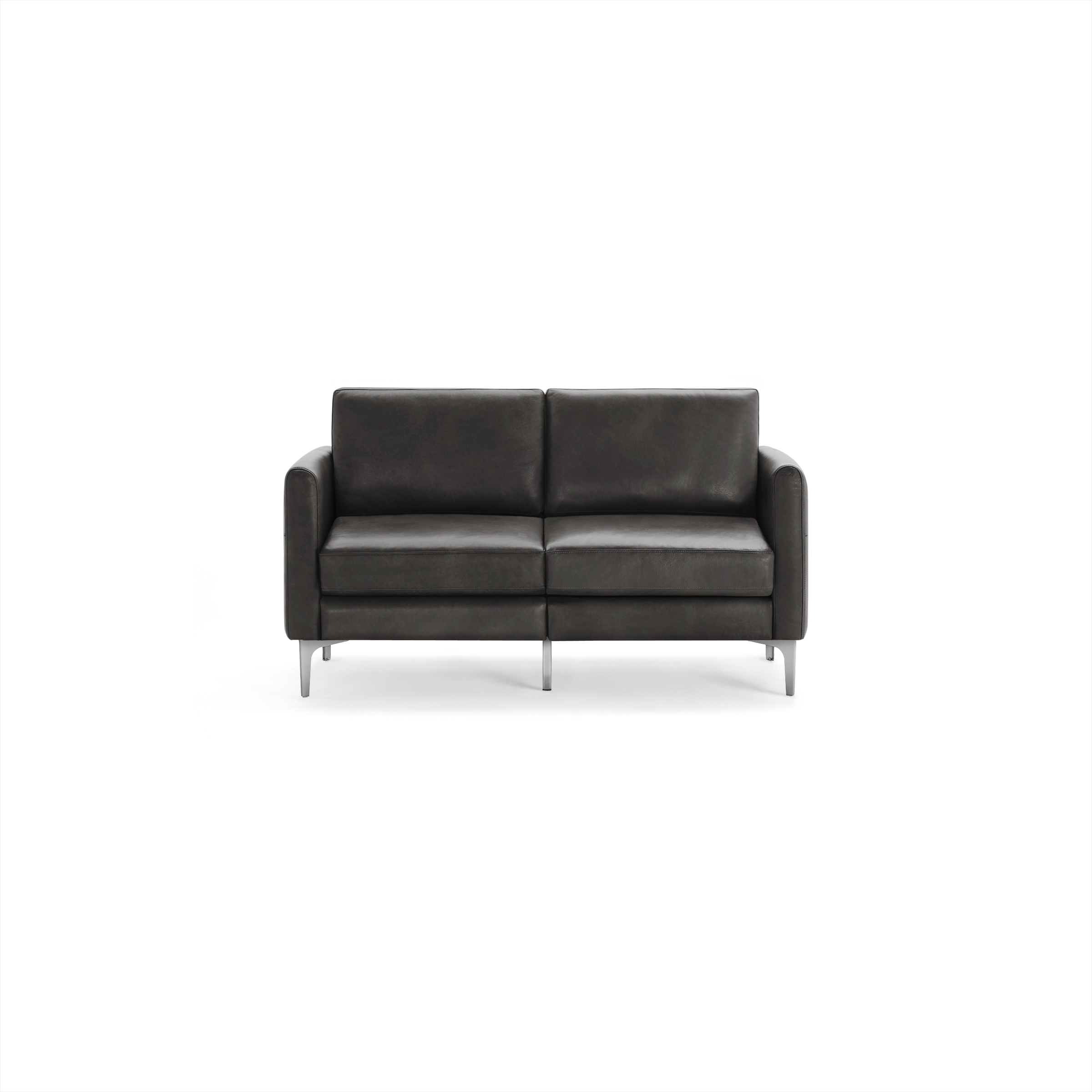 Nomad Leather Loveseat - Slate - Top Grain Leather / Chrome - Metal / Arch