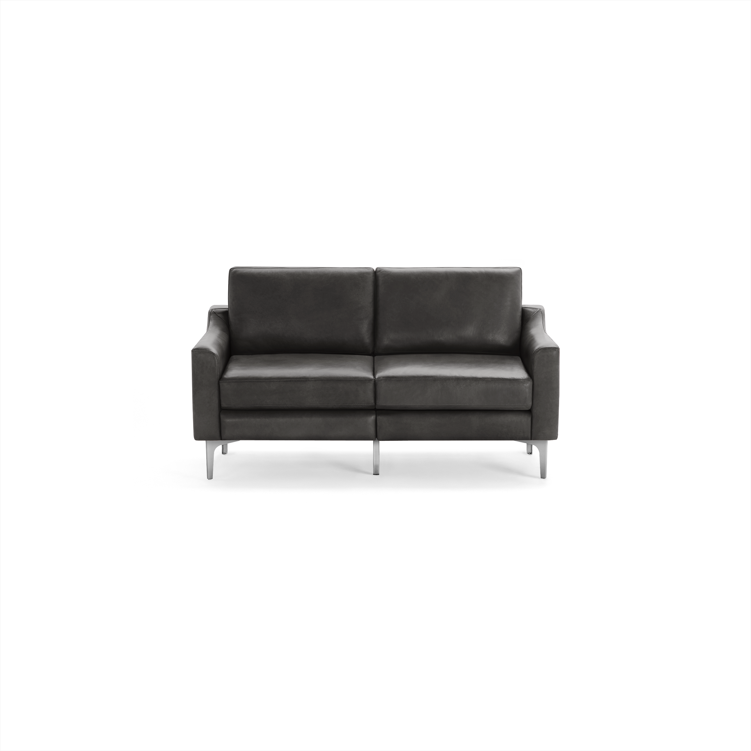 Nomad Leather Loveseat - Slate - Top Grain Leather / Chrome - Metal / Slope