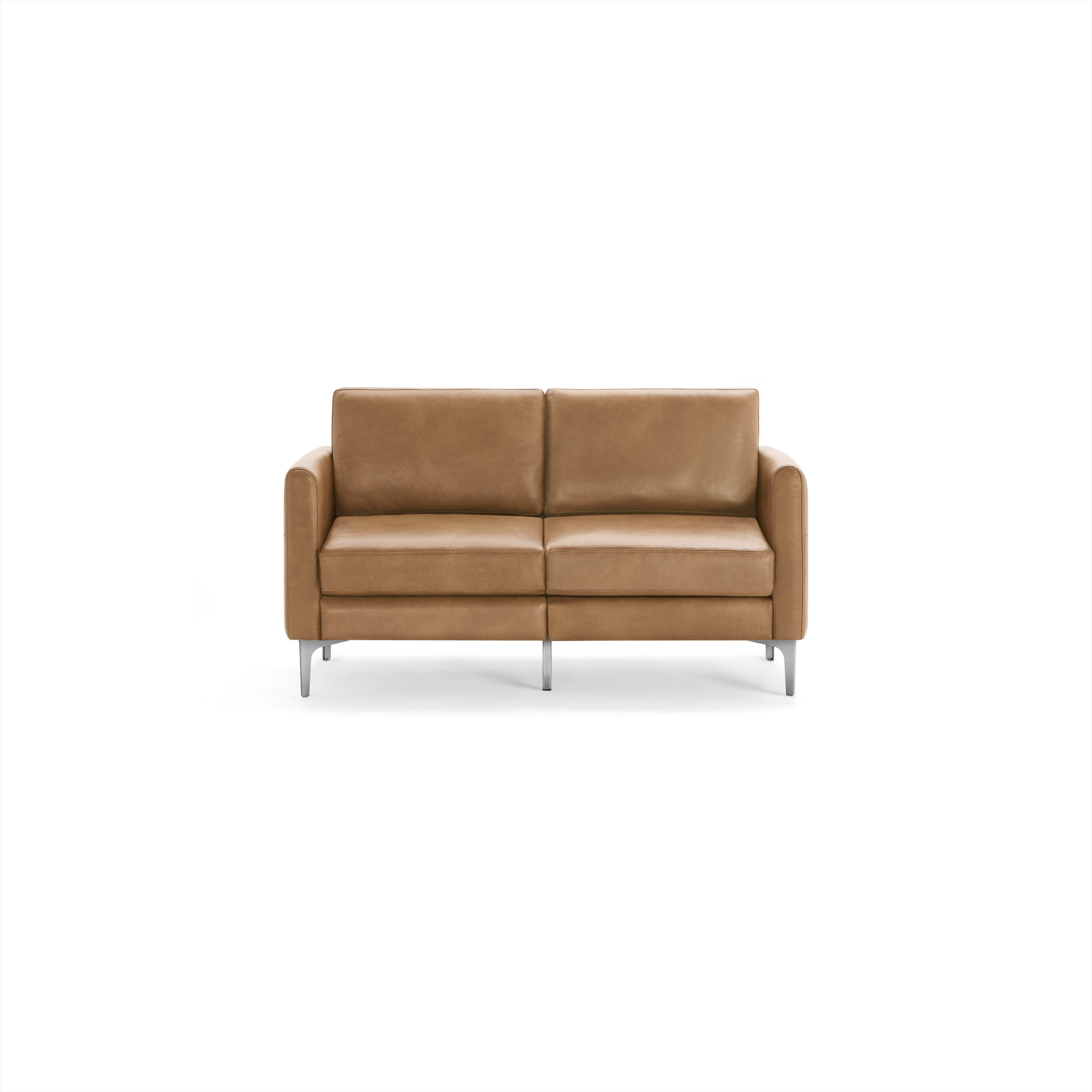 Nomad Leather Loveseat - Camel - Top Grain Leather / Chrome - Metal / Arch