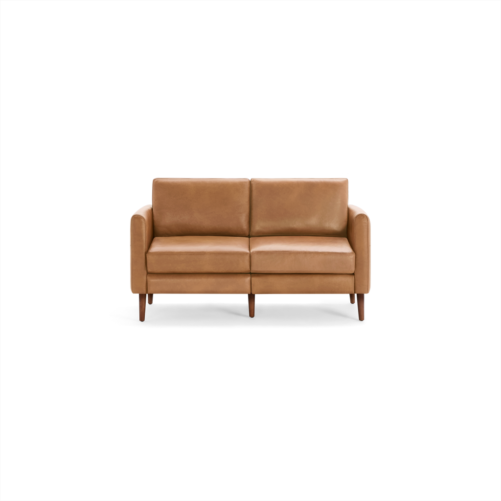 Nomad Leather Loveseat - Camel - Top Grain Leather / Walnut - Wood / Arch