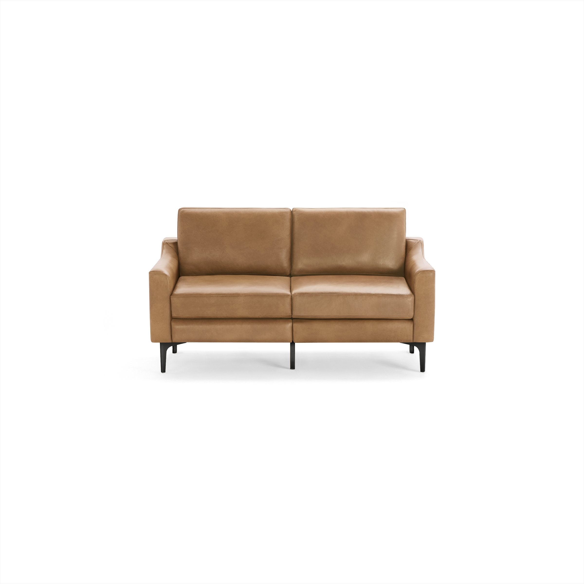 Nomad Leather Loveseat - Camel - Top Grain Leather / Black - Metal / Slope