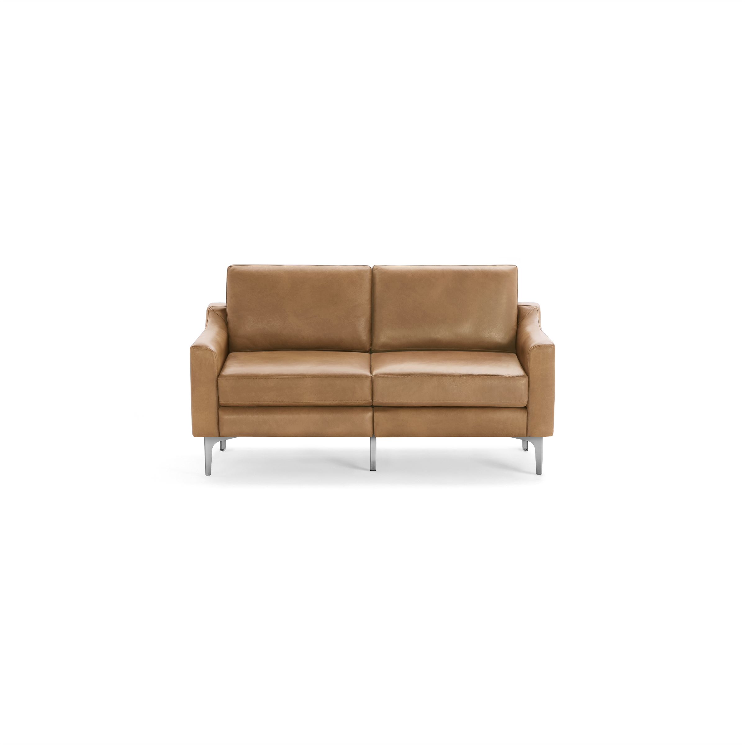 Nomad Leather Loveseat - Camel - Top Grain Leather / Chrome - Metal / Slope
