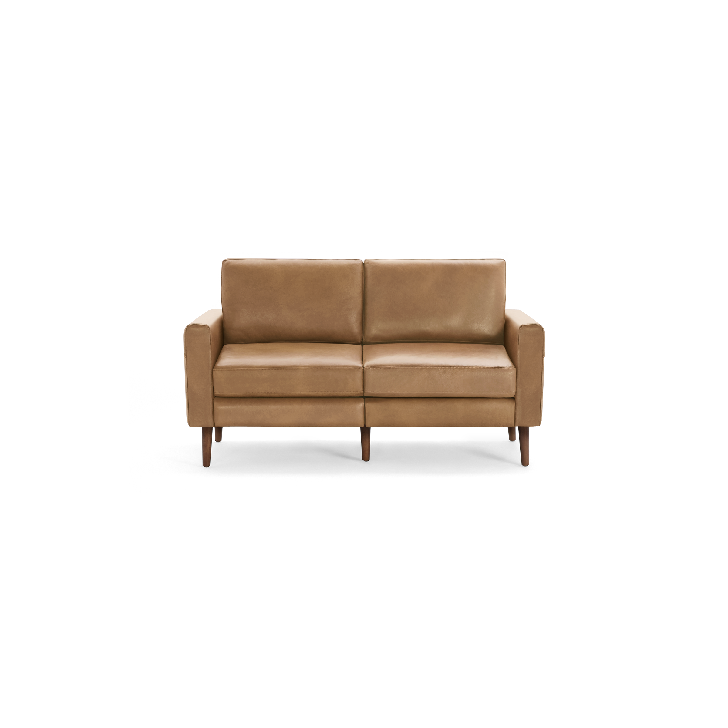 Nomad Leather Loveseat - Camel - Top Grain Leather / Walnut - Wood / Block