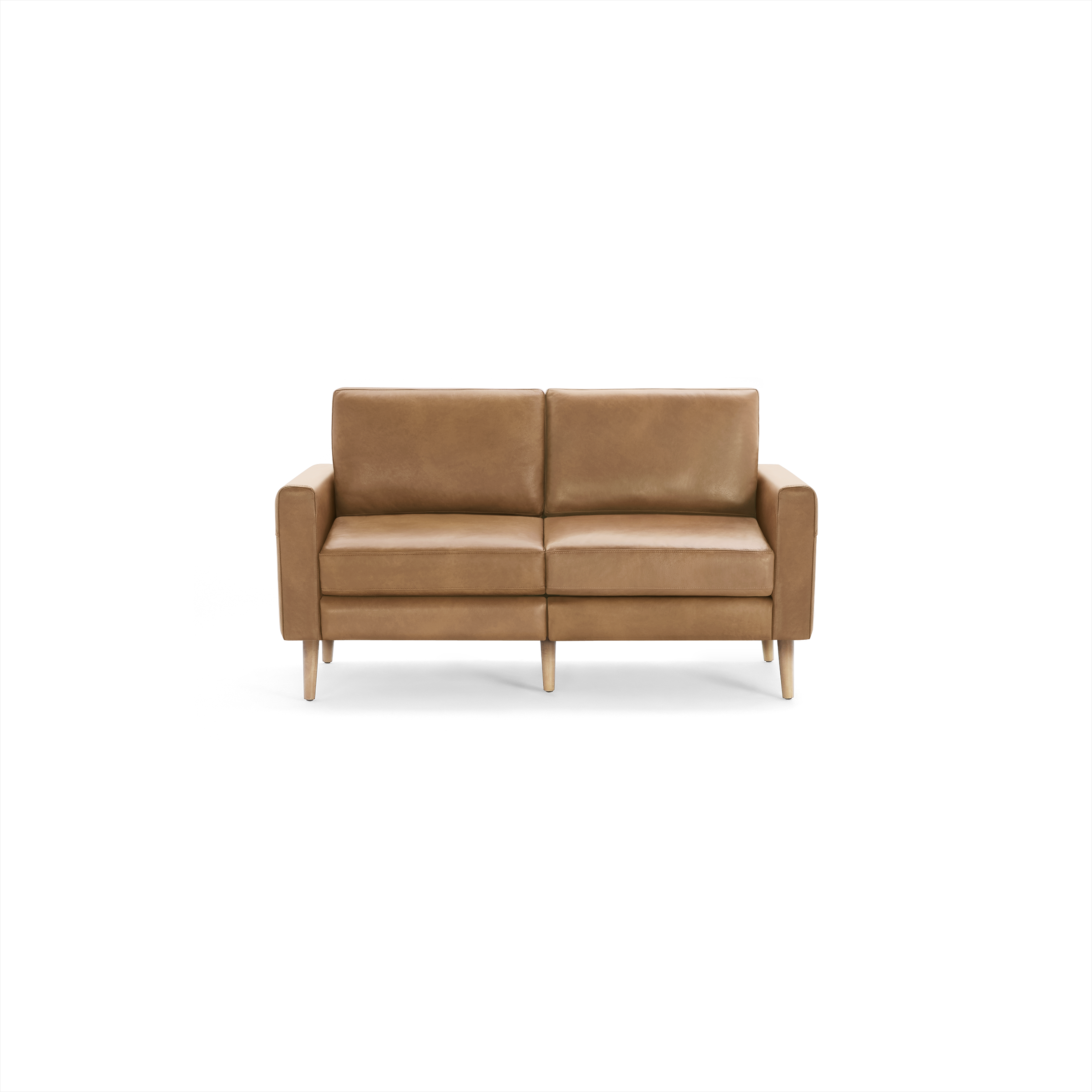 Nomad Leather Loveseat - Camel - Top Grain Leather / Oak - Wood / Block