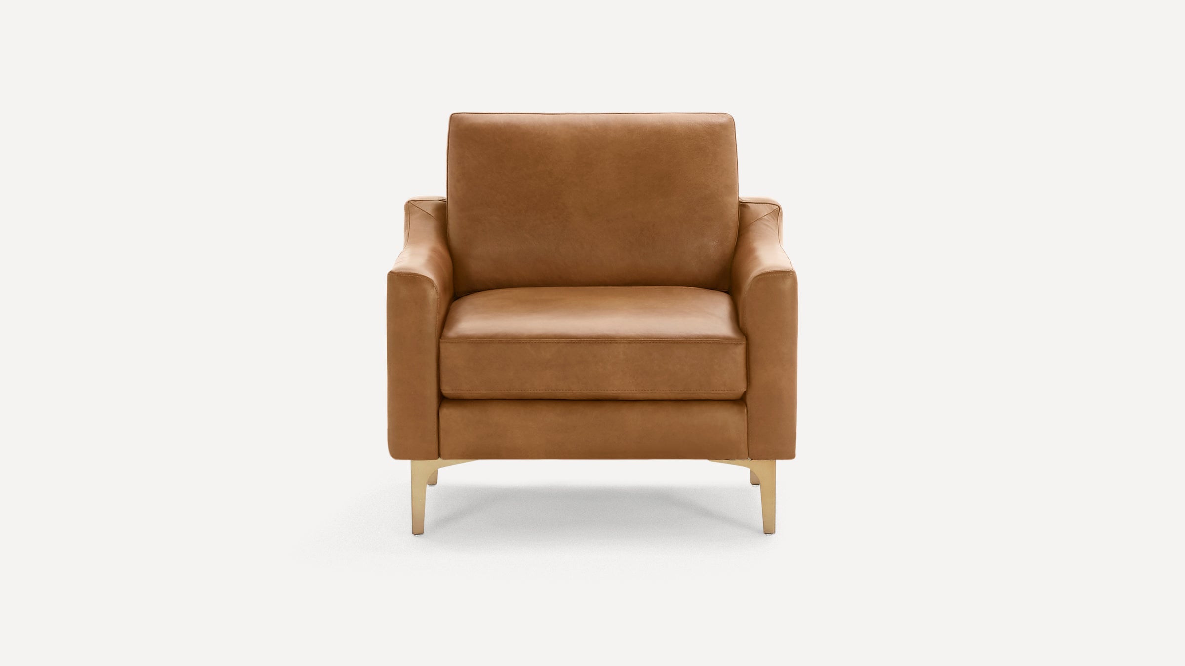 Nomad Plus Leather Club Chair - Camel - Top Grain Leather / Brass - Metal / Slope Arm