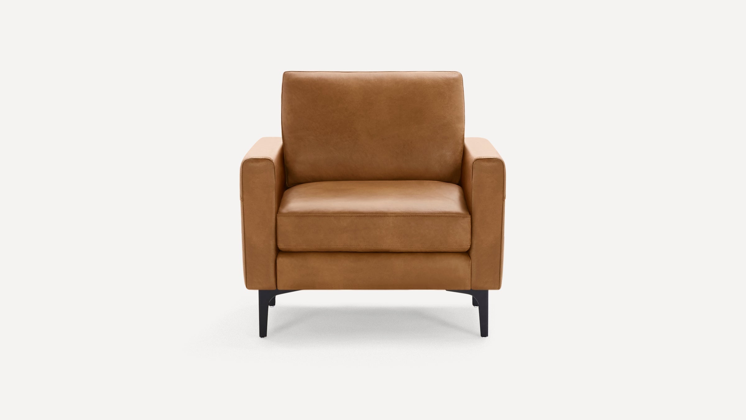Nomad Plus Leather Club Chair - Camel - Top Grain Leather / Black - Metal / Block Arm