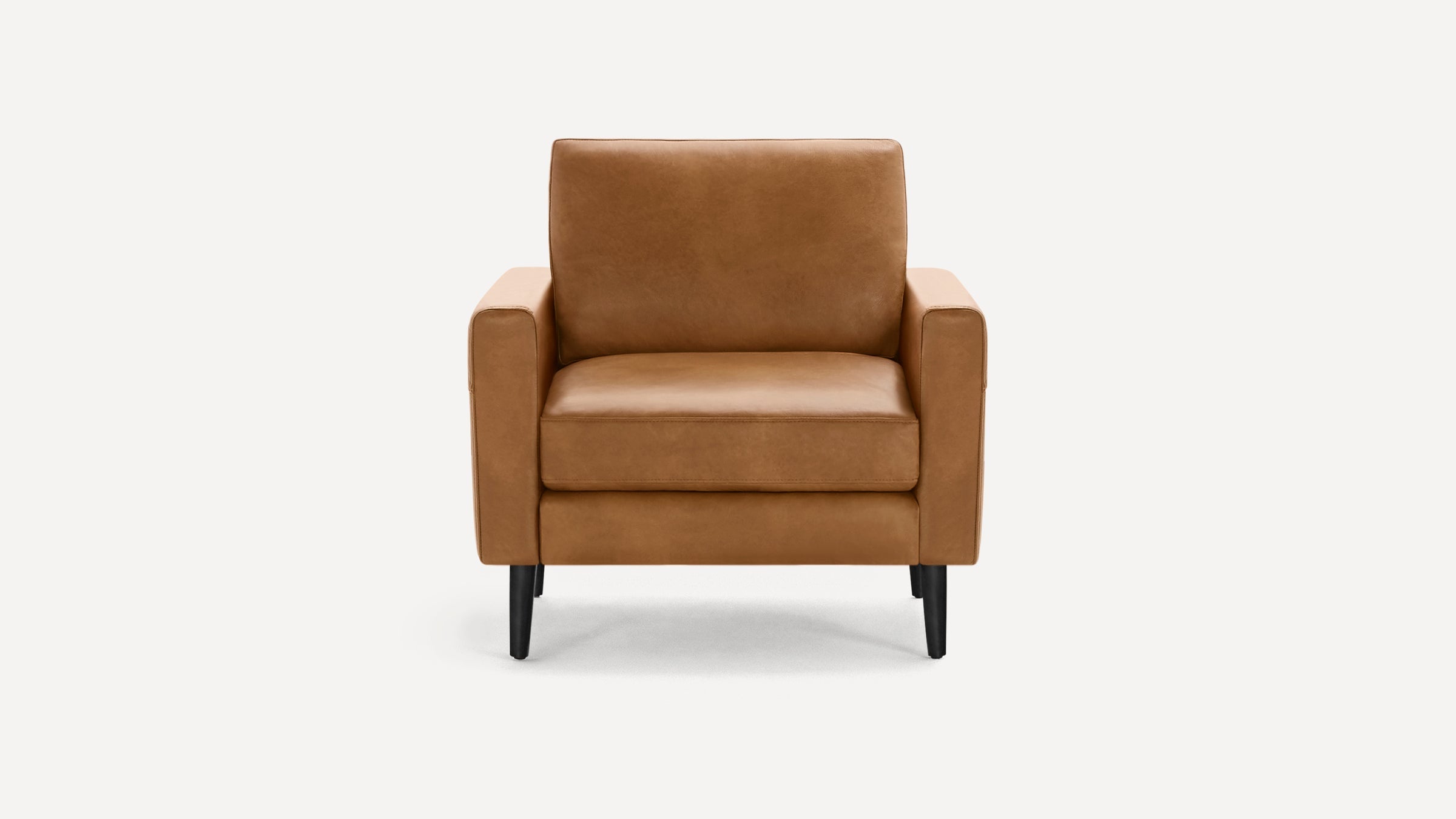Nomad Plus Leather Club Chair - Camel - Top Grain Leather / Ebony - Wood / Block Arm