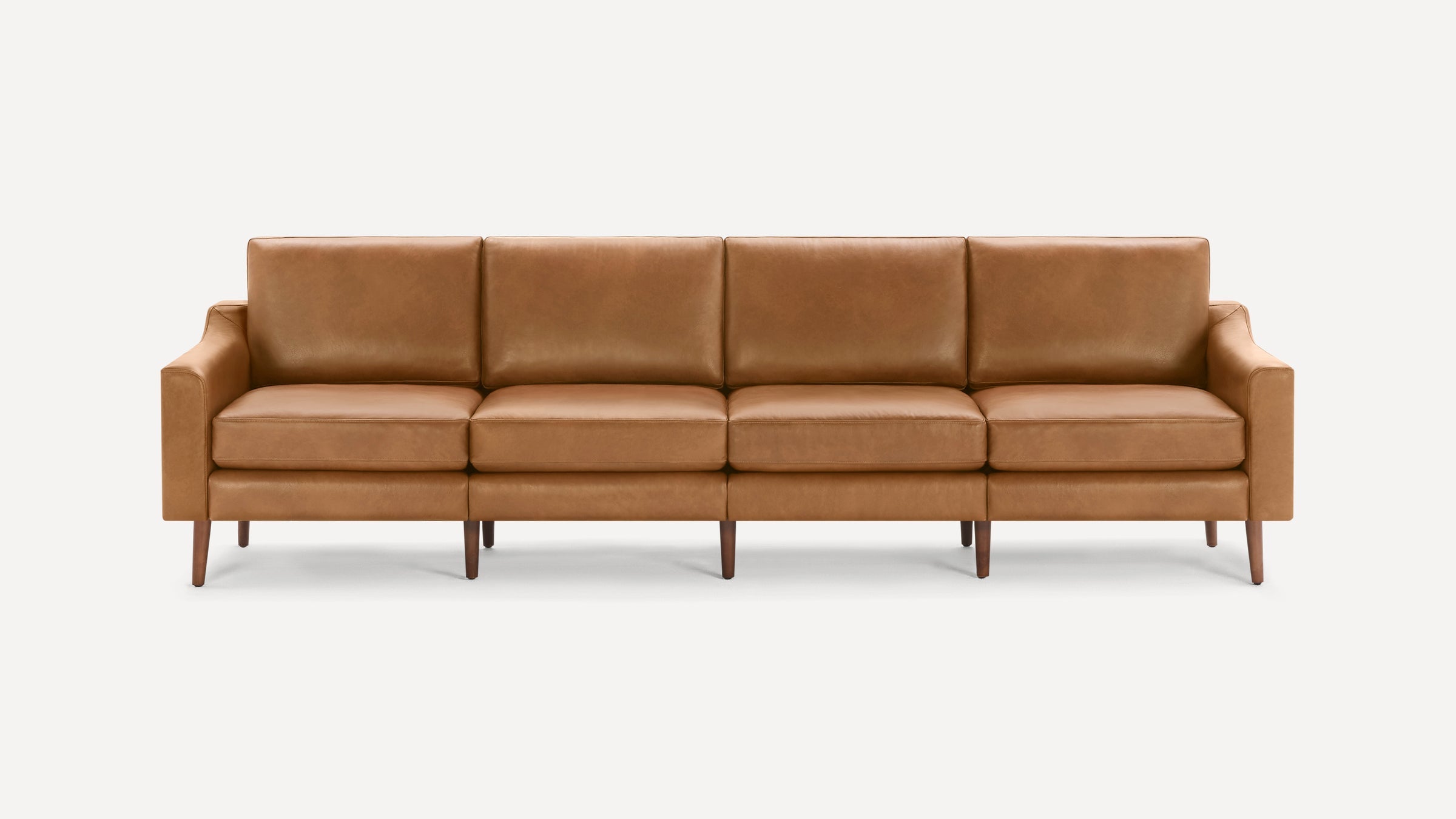 Nomad Plus Leather King Sofa - Camel - Top Grain Leather / Walnut - Wood / Slope Arm