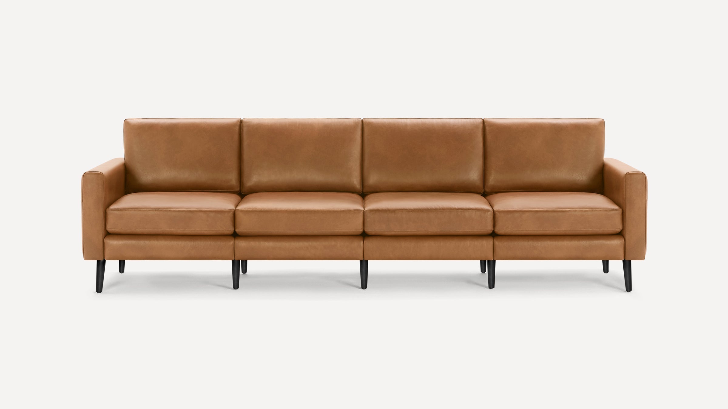 Nomad Plus Leather King Sofa - Camel - Top Grain Leather / Ebony - Wood / Block Arm